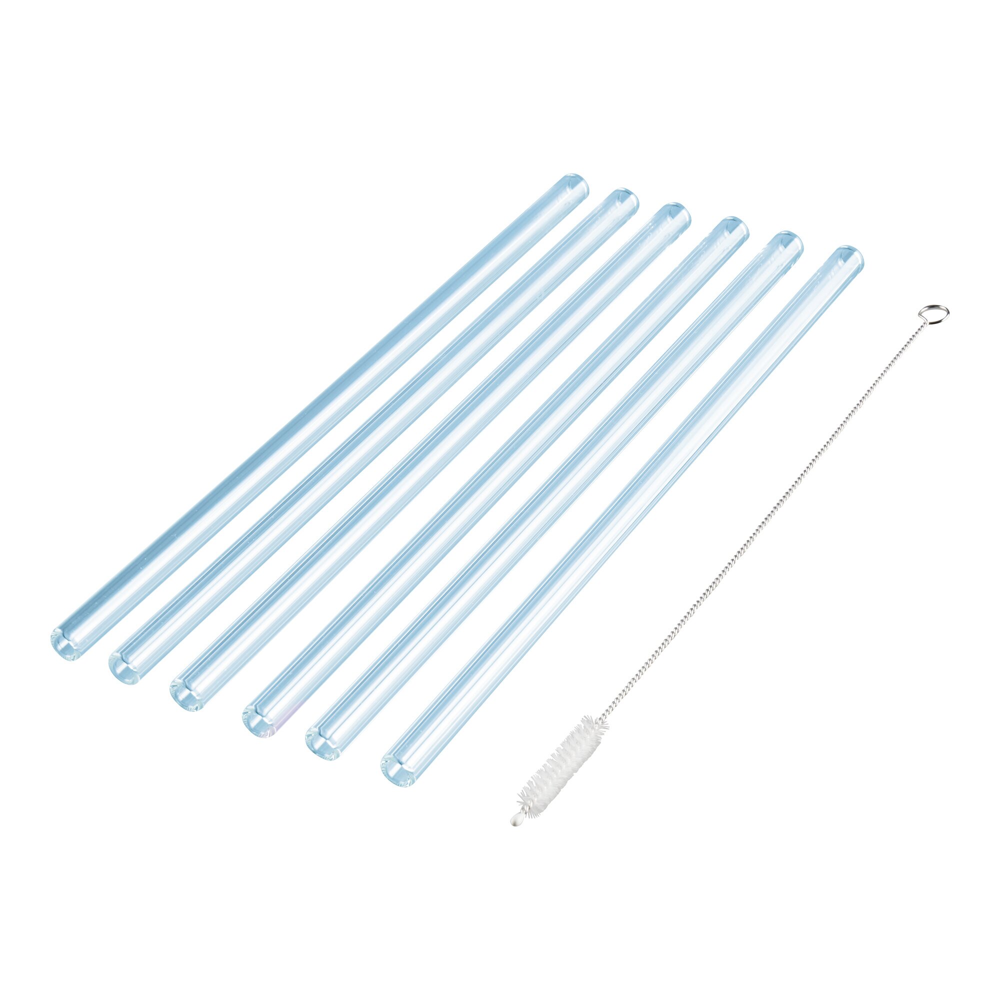 Pailles en verre, 6 pièces + Gratuit goupillon de nettoyage