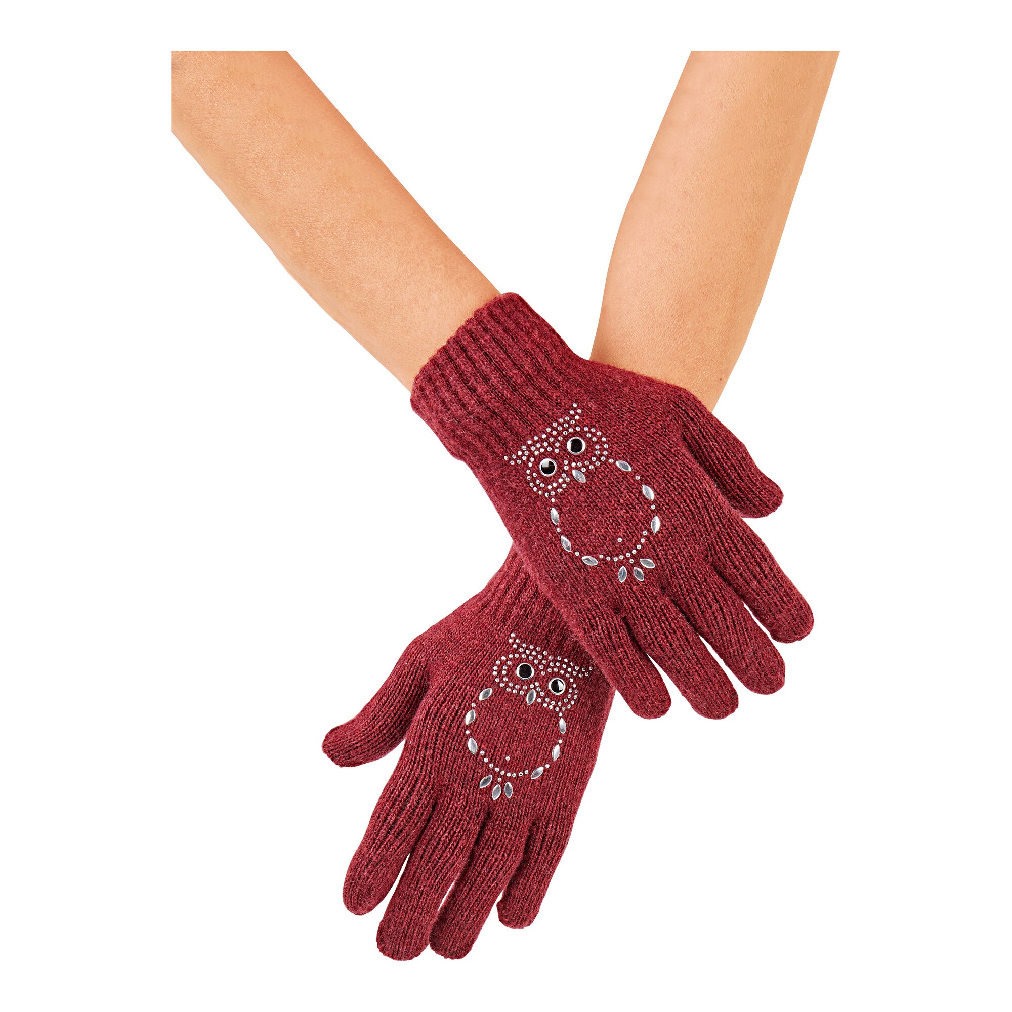 Handschuh Eule, bordeaux