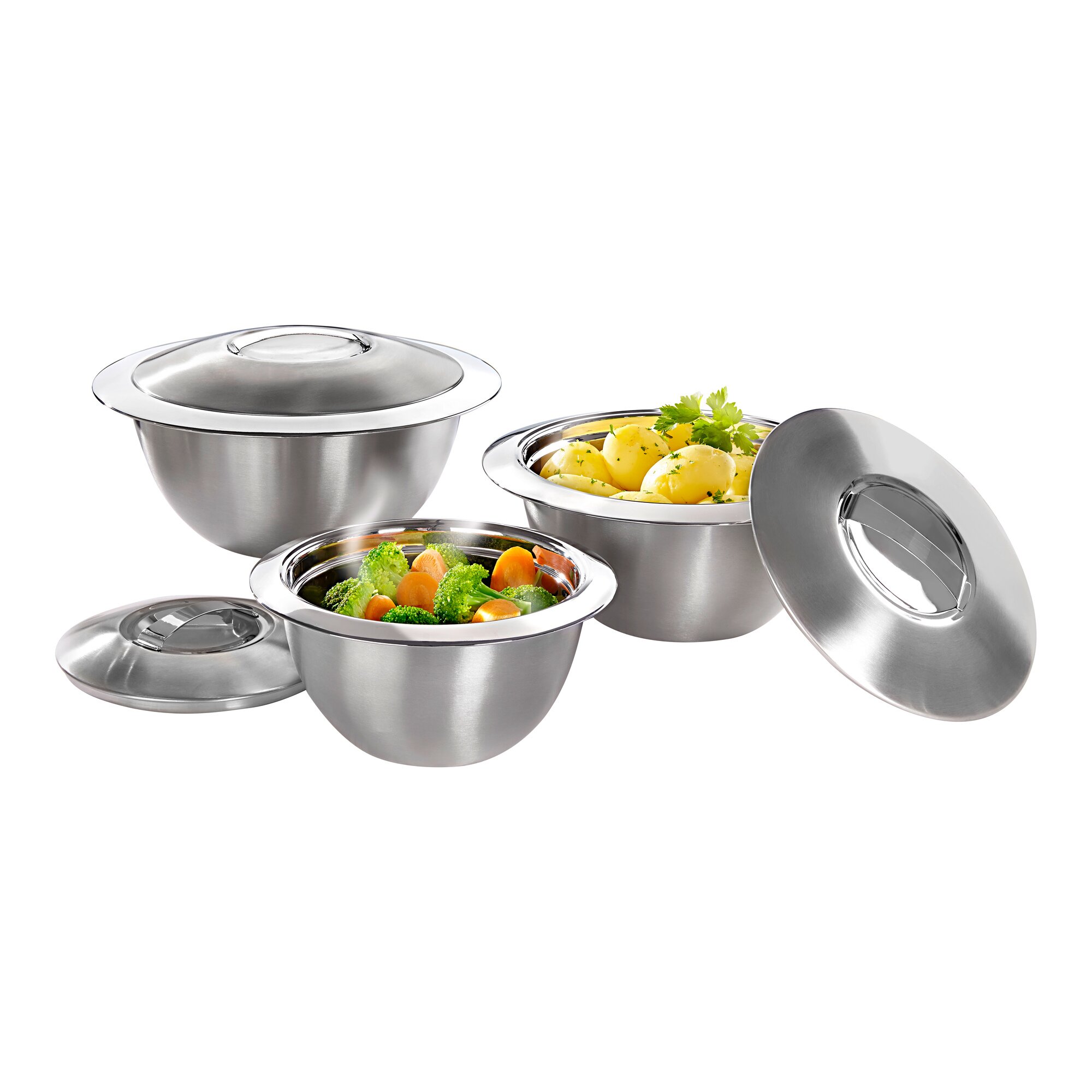 Edelstahl-Thermoschüssel-Set, 3 Stück