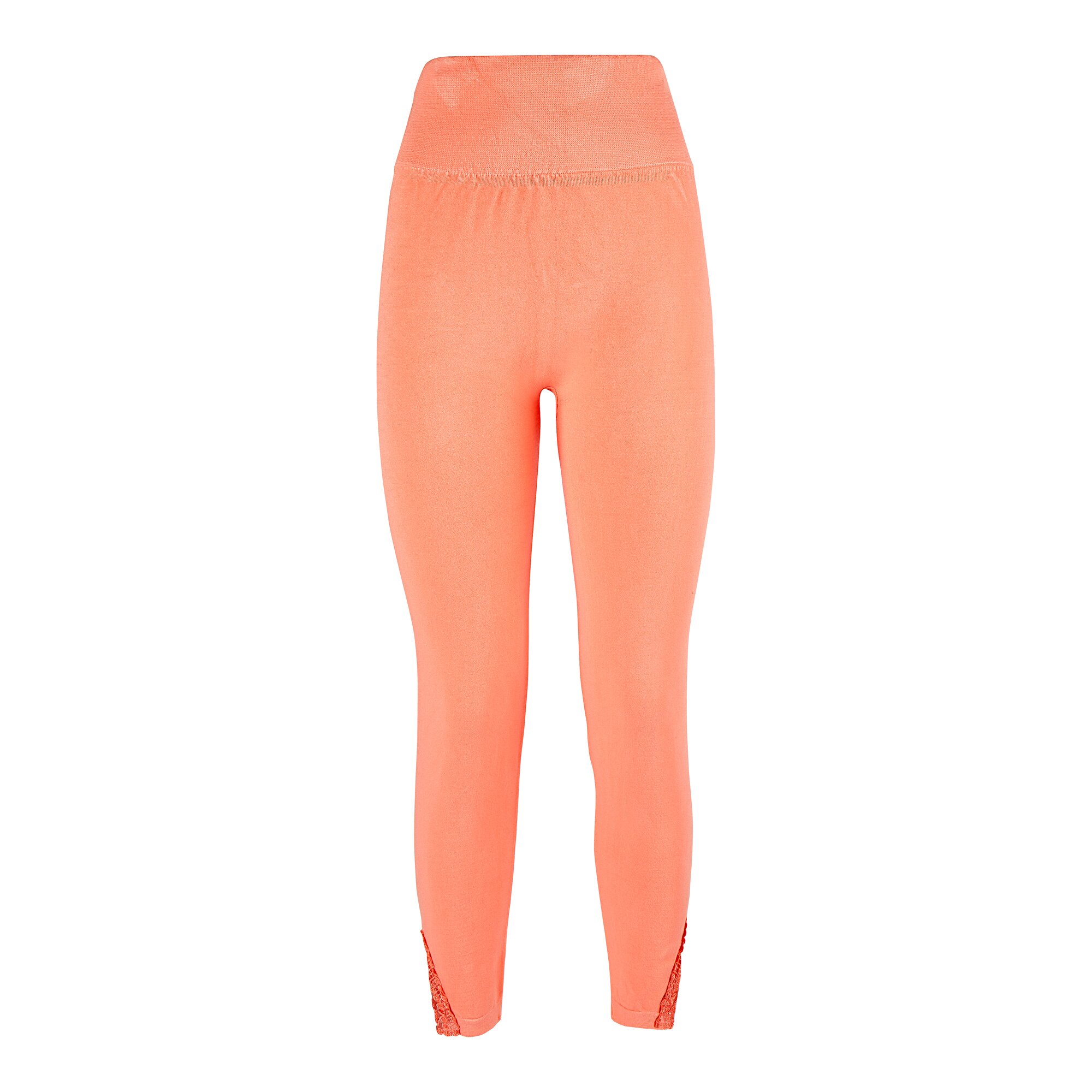 Leggings mit Spitzeneinsatz, Größe: L, orange