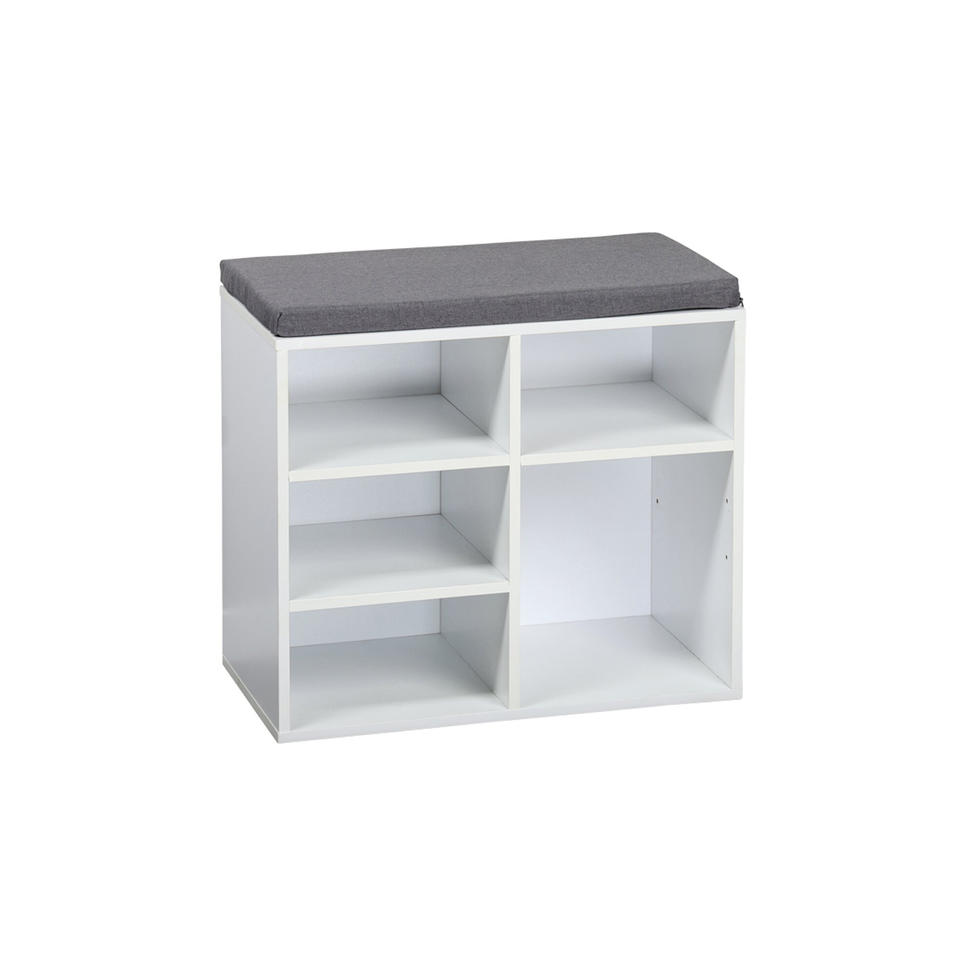 Schuhschrank mit Sitzkissen, 5 Fächer weiss