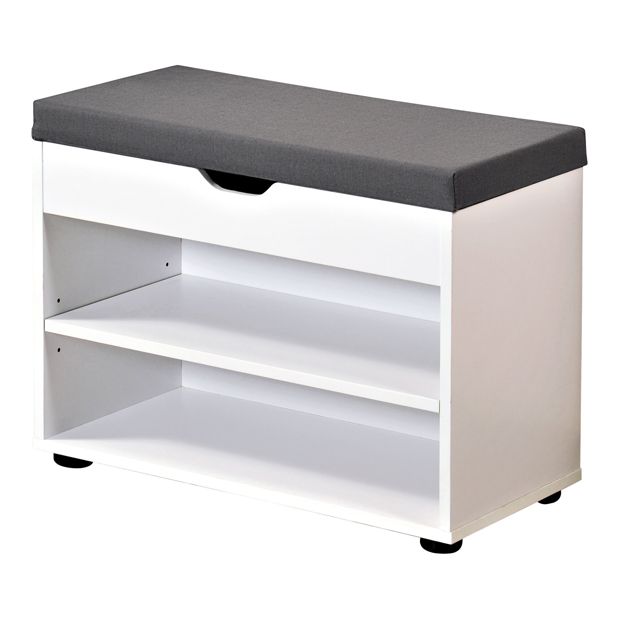 Schuhschrank mit Sitzkissen, 2 Fächer, weiß