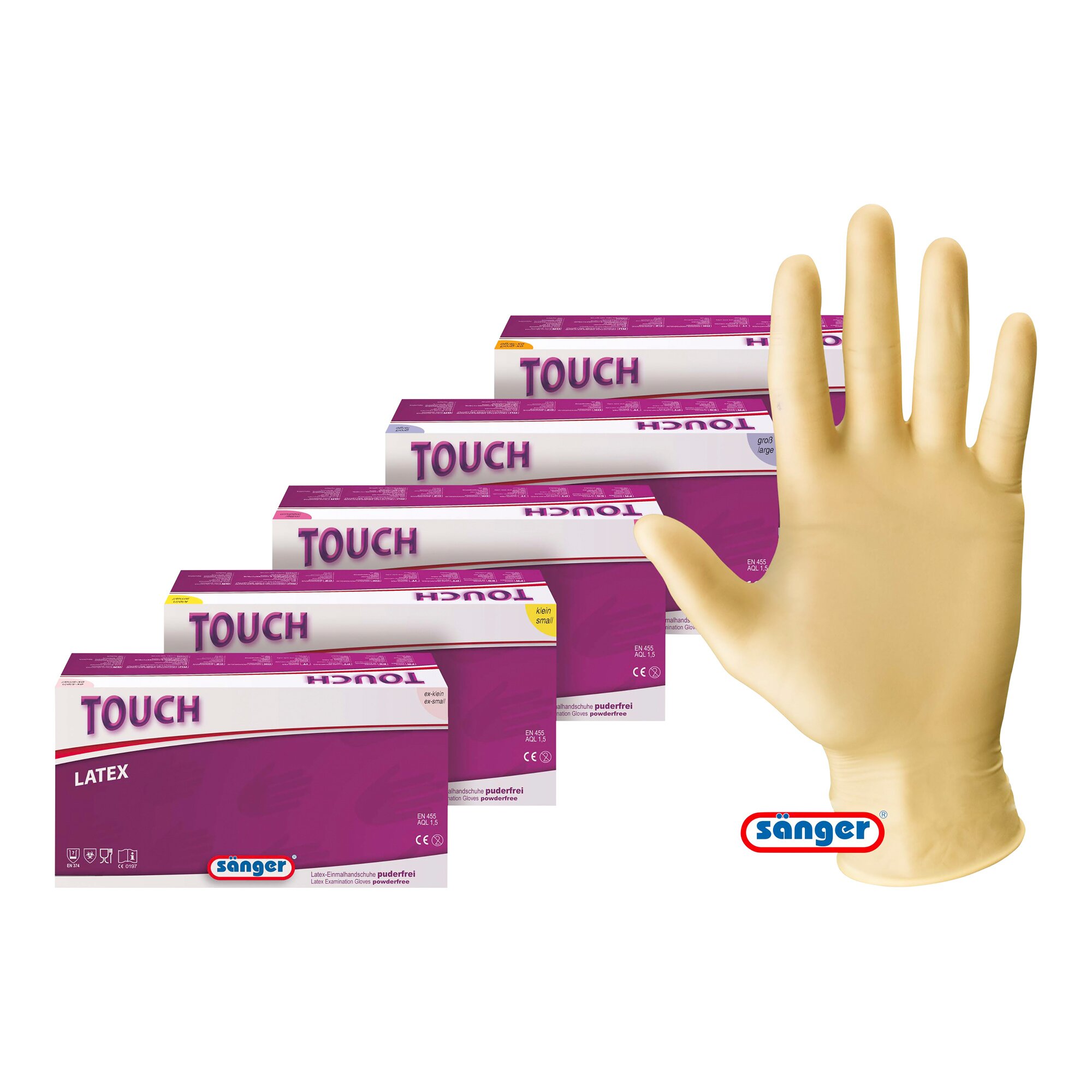 Latex Einmal-Handschuhe Touch, 100 Stück, Größe: XL