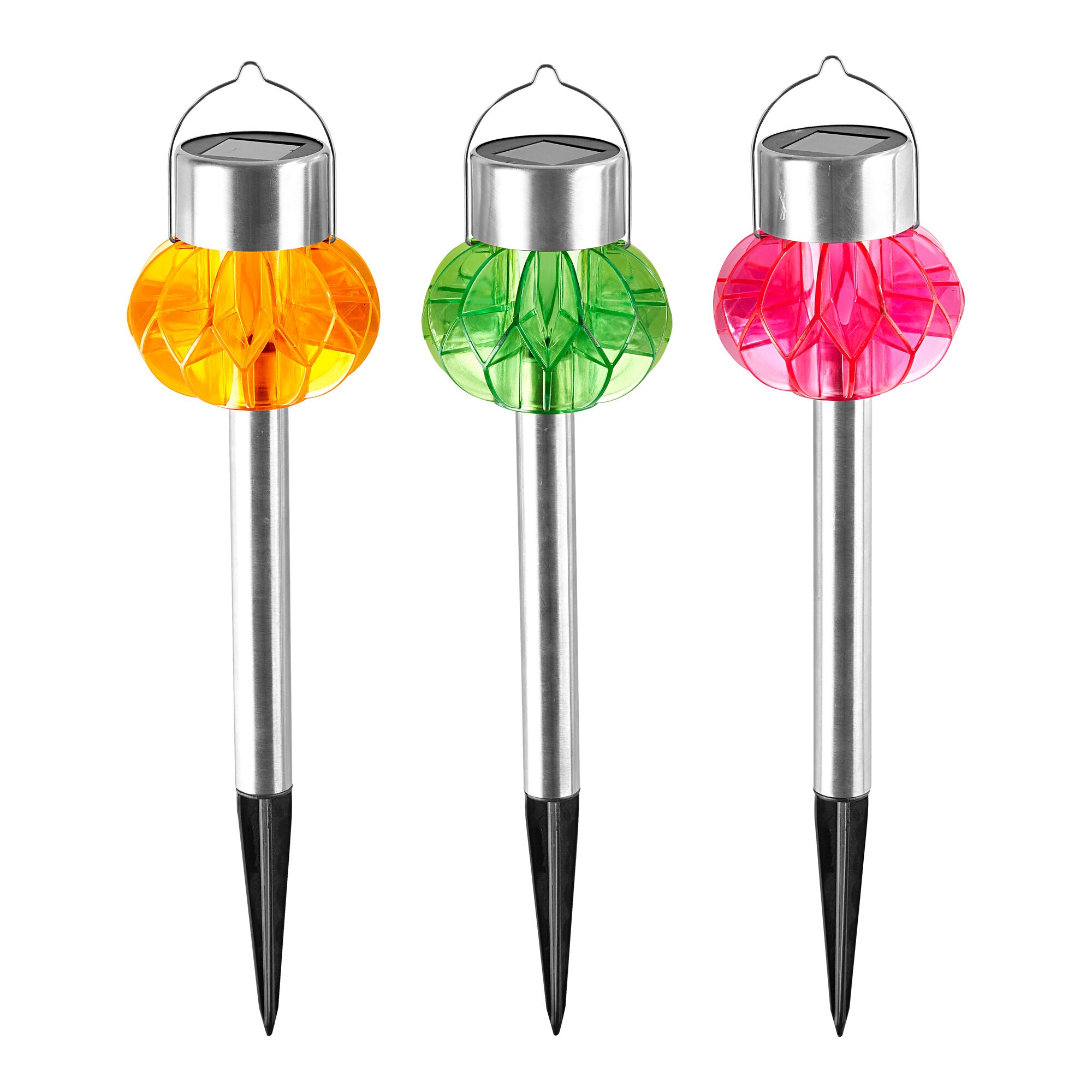 Solar-Gartenleuchten "Kunterbunt", 3 Stück