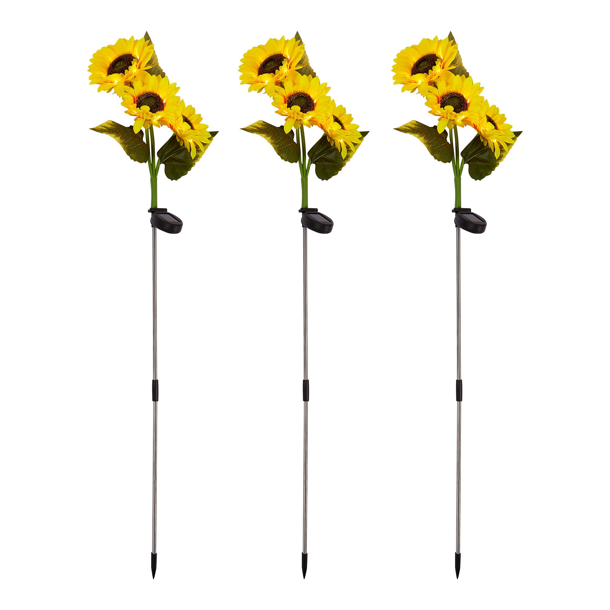 XXL-Solar-Stecker Sonnenblumen, 3 Stück