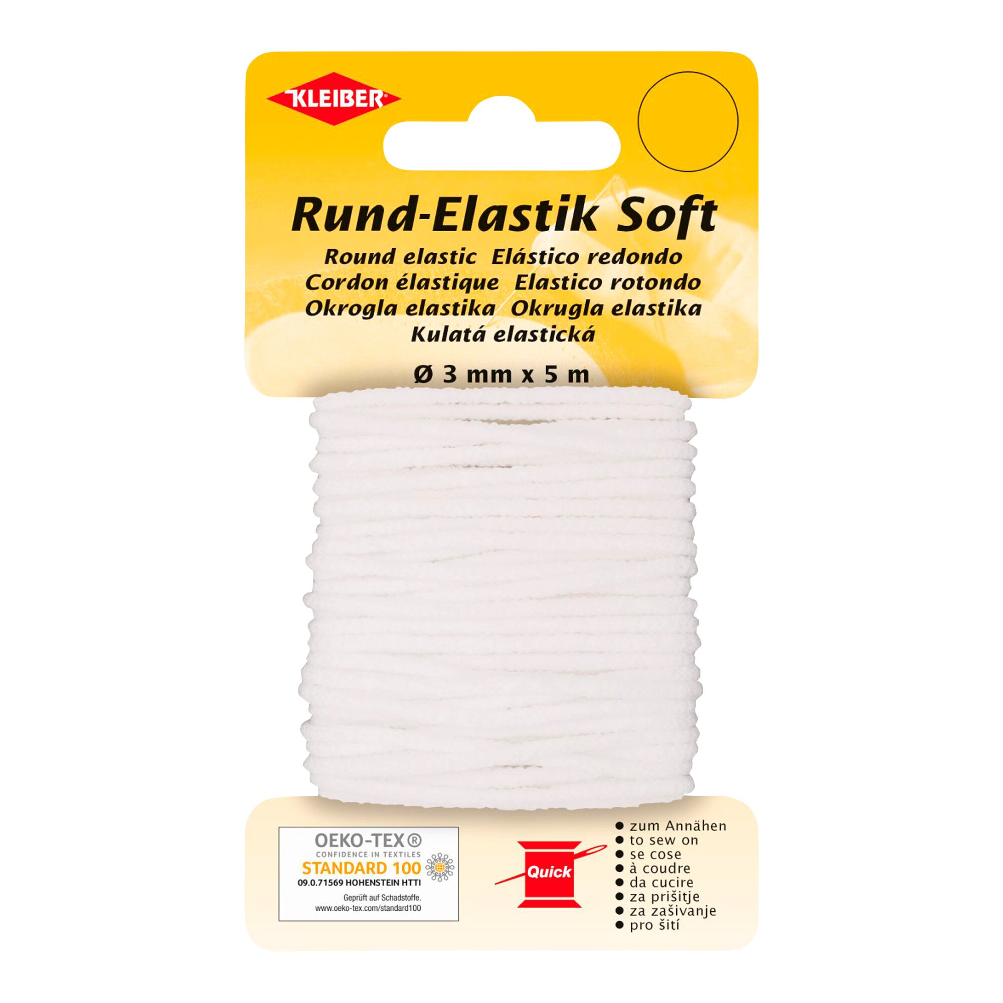 Rund-Elastik-Softgummi, 5 m, weiß