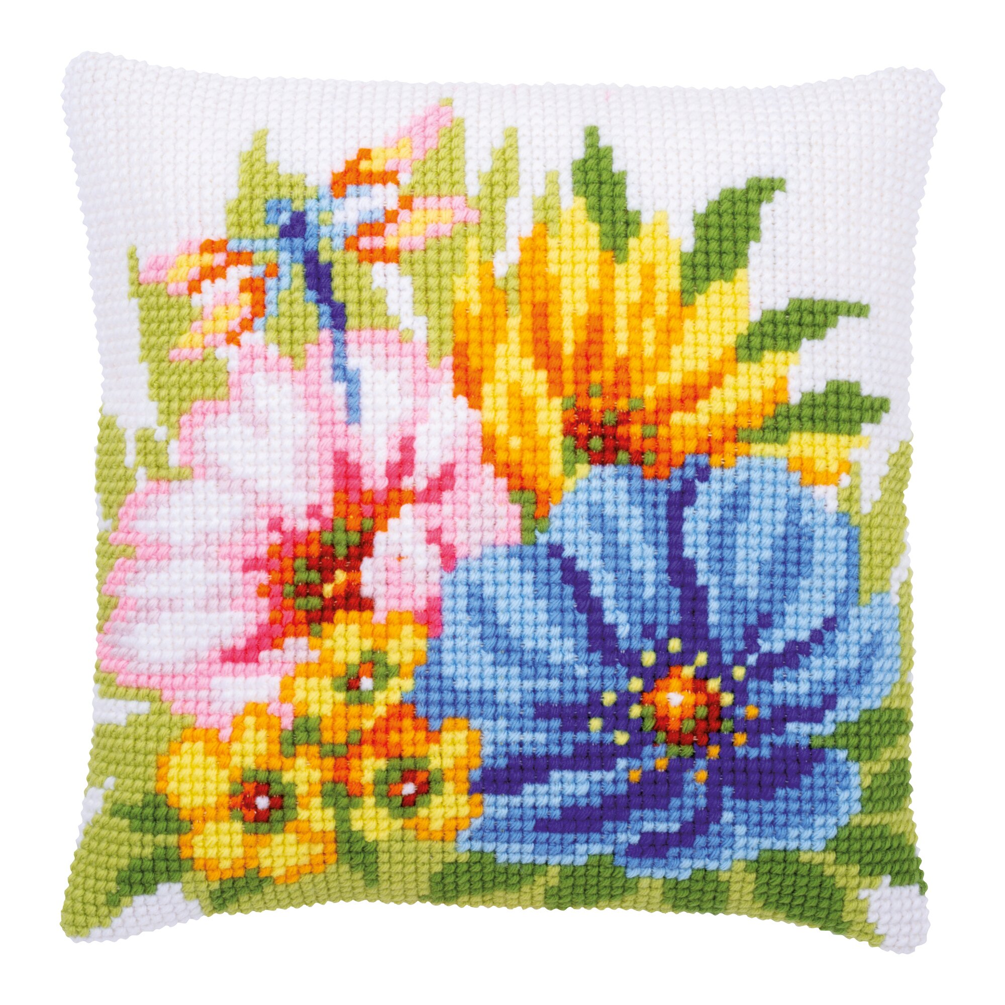 Kreuzstichkissen Blumen