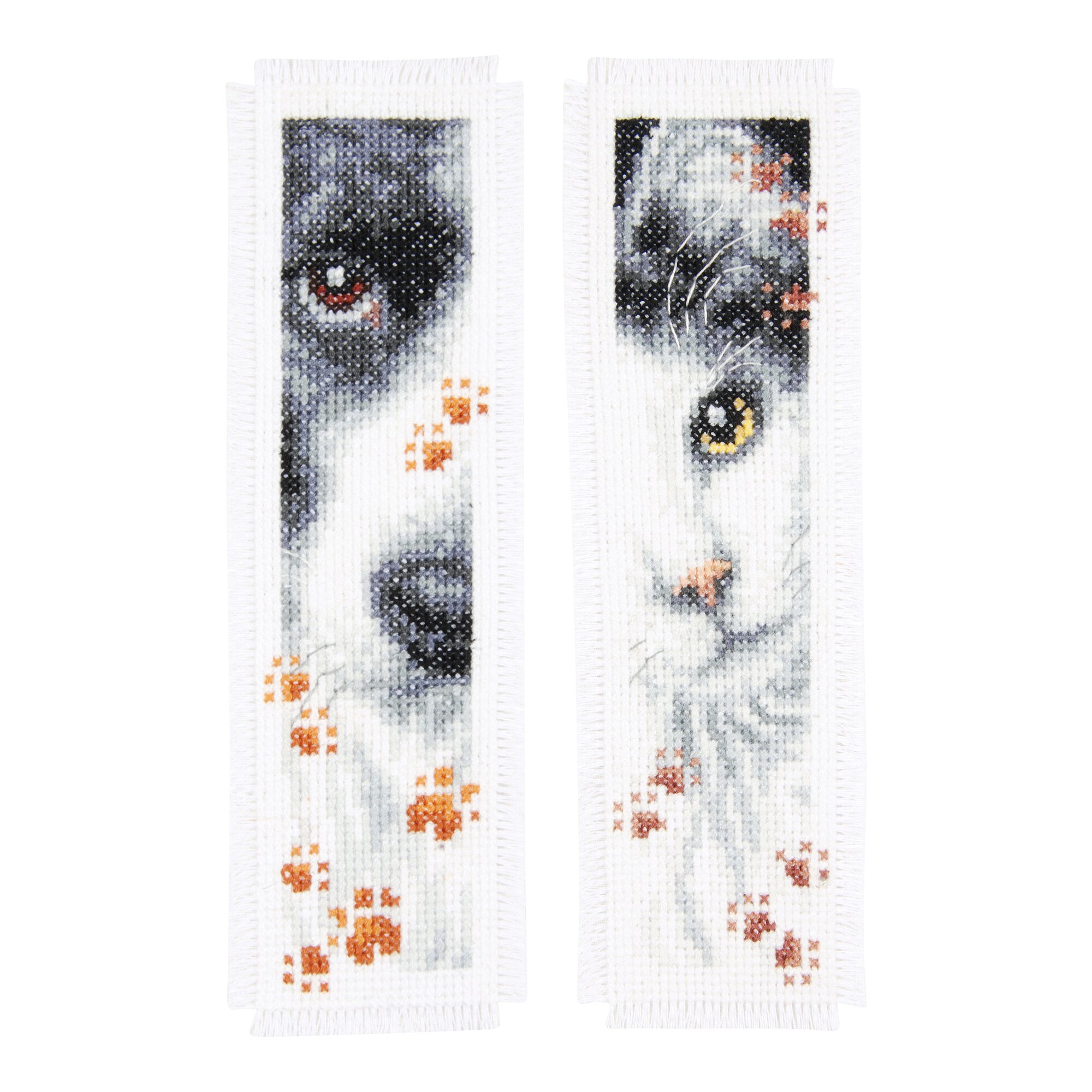 Lesezeichen Stickpackung Hund und Katze, 2 Stück