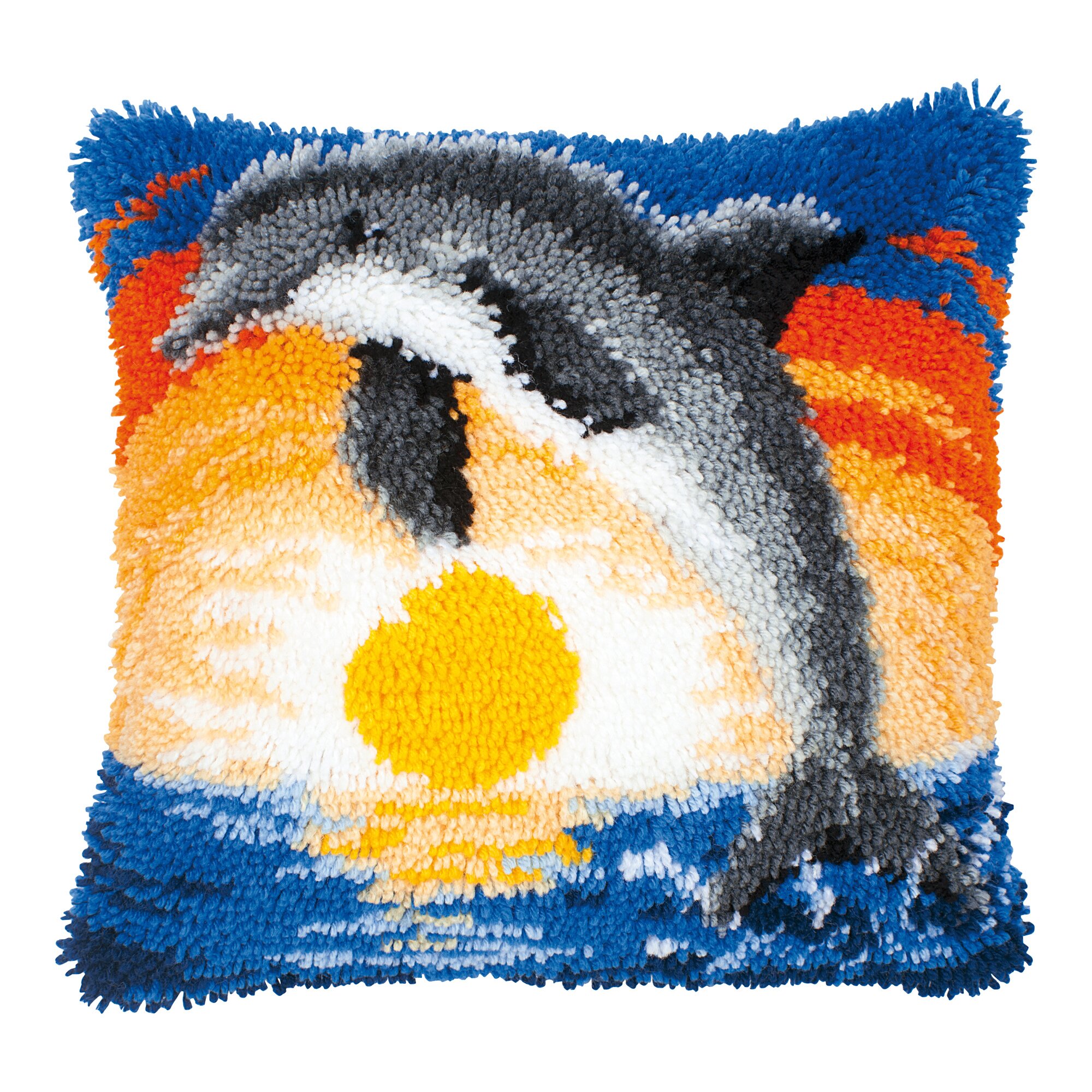 Knüpfkissen Delphin im Abendrot