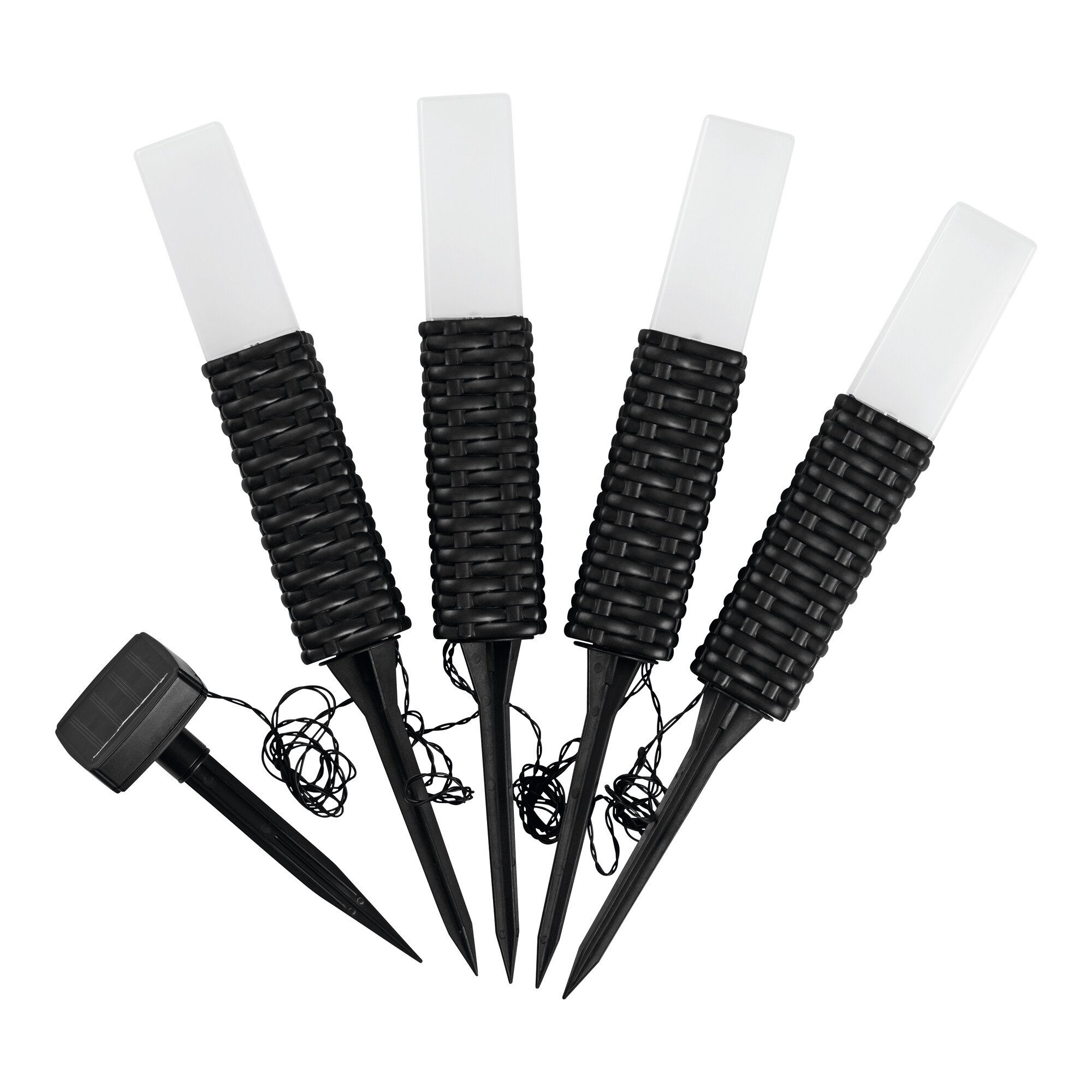 LED-Solar Leuchten Rattan, 4 Stück