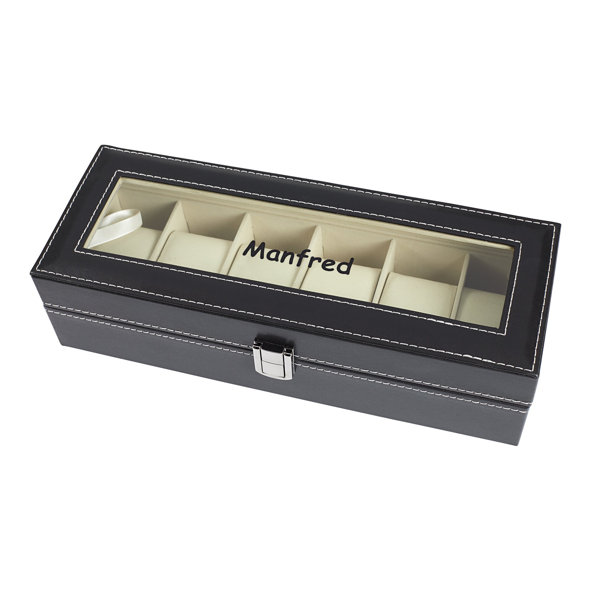 genialo® Uhrenbox mit Namen, schwarz