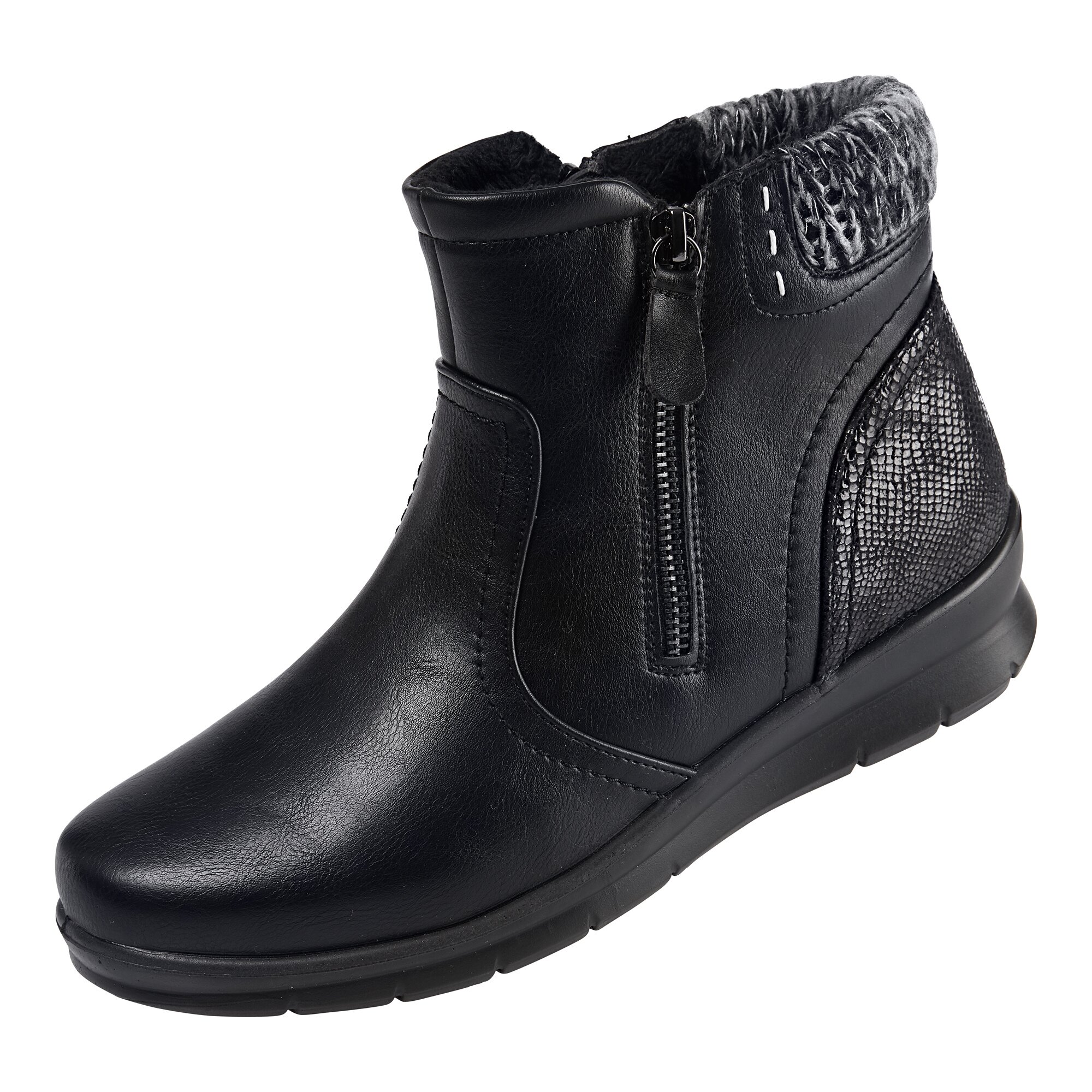 wonderWALK Komfort-Stiefelette Kroko, Größe: 36, schwarz