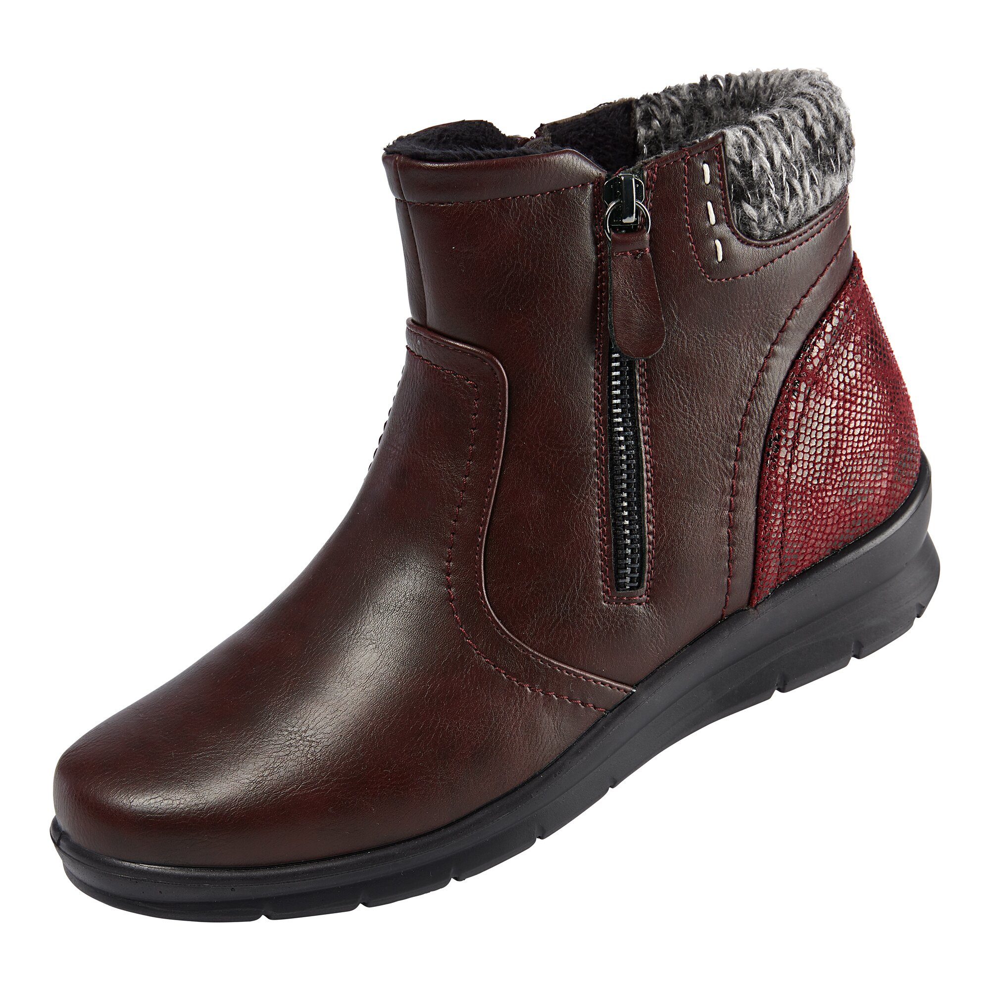wonderWALK Komfort-Stiefelette Kroko, Größe: 39, bordeaux