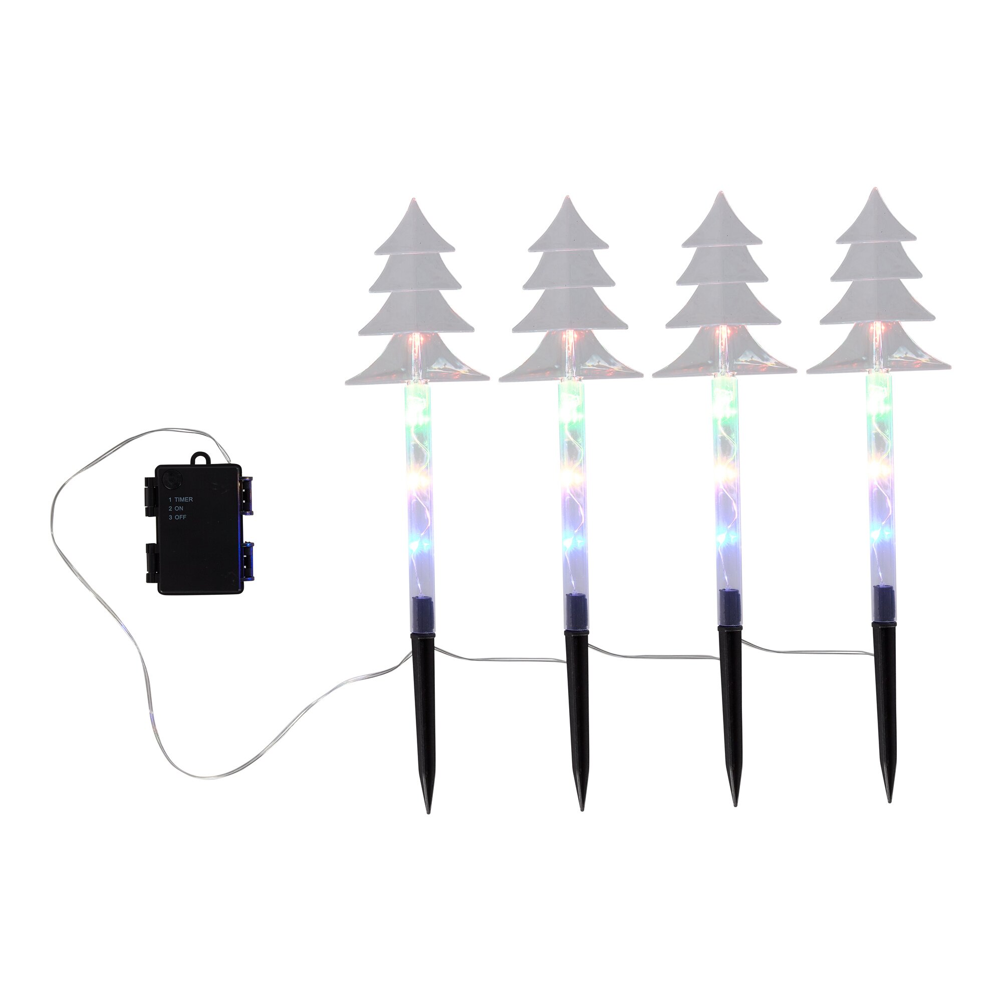 Déco de jardin lumineuse à LED « Sapins », 5 pièces
