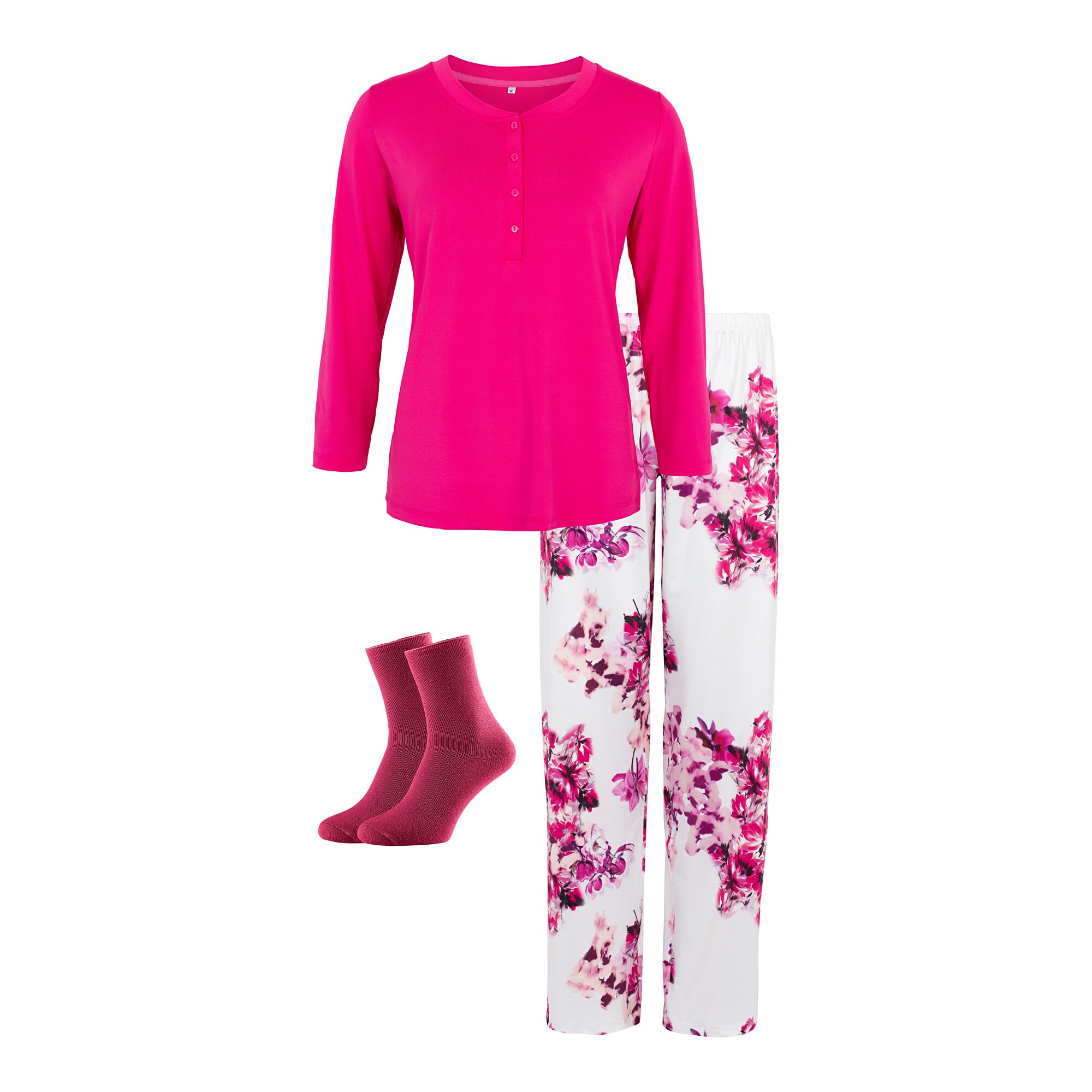 Schlafanzug Orchideen + Gratis Schlafsocken, Größe: XL