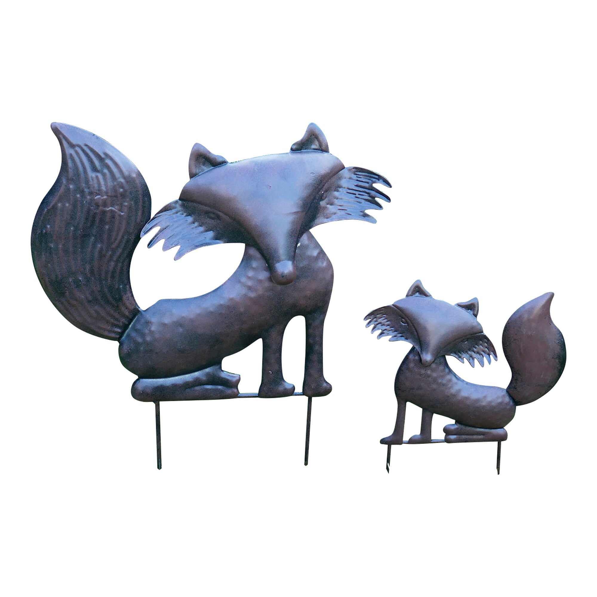 Metallstecker Fuchs in Rostoptik, 2 Stück