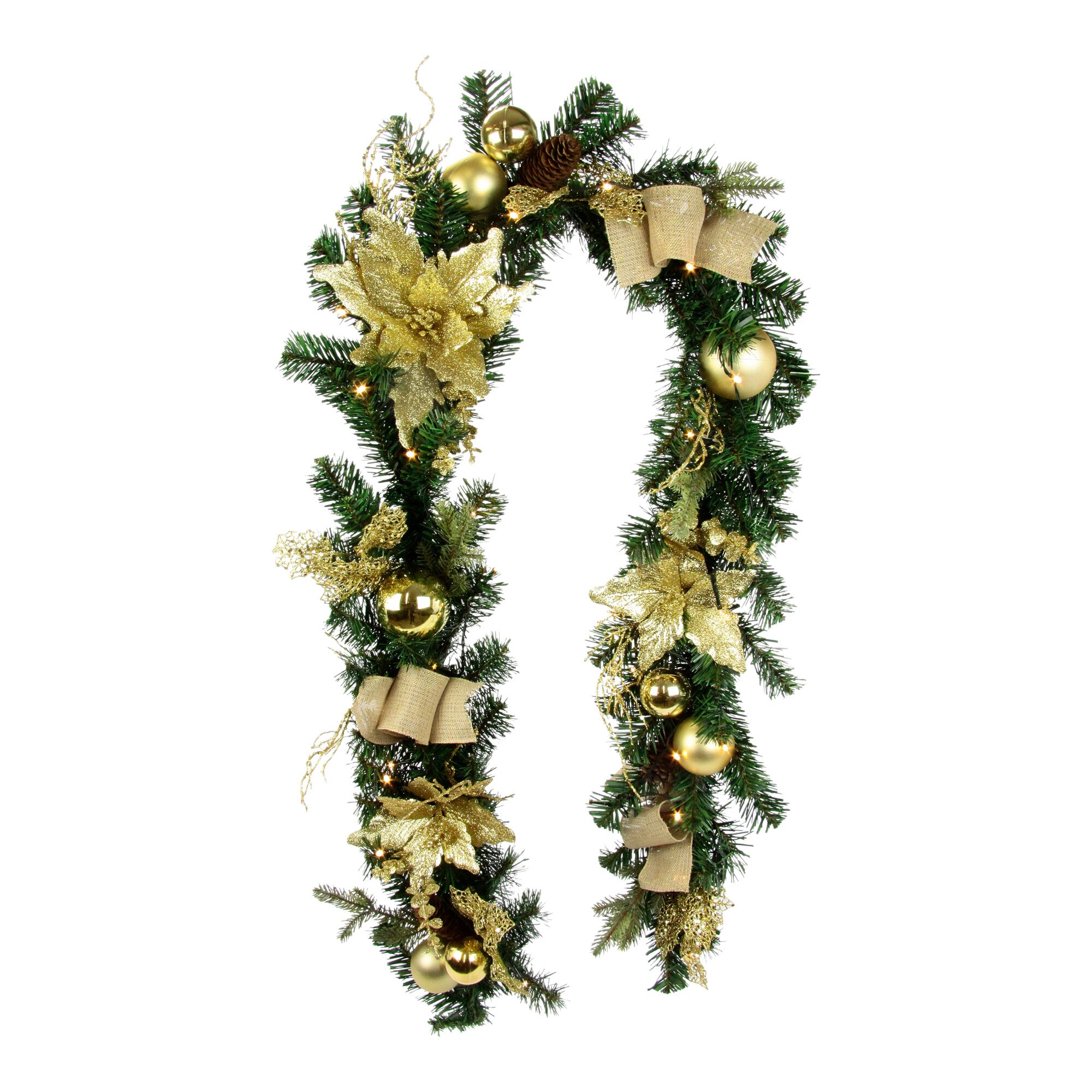 LED-Tannengirlande Poinsettia, gold