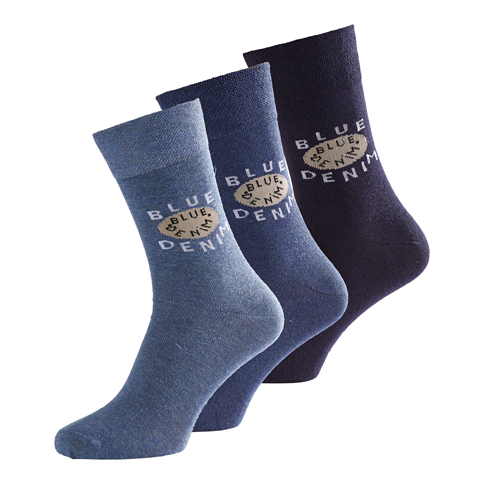 Komfort-Socken Jeans, 3 Paar, Größe: 43