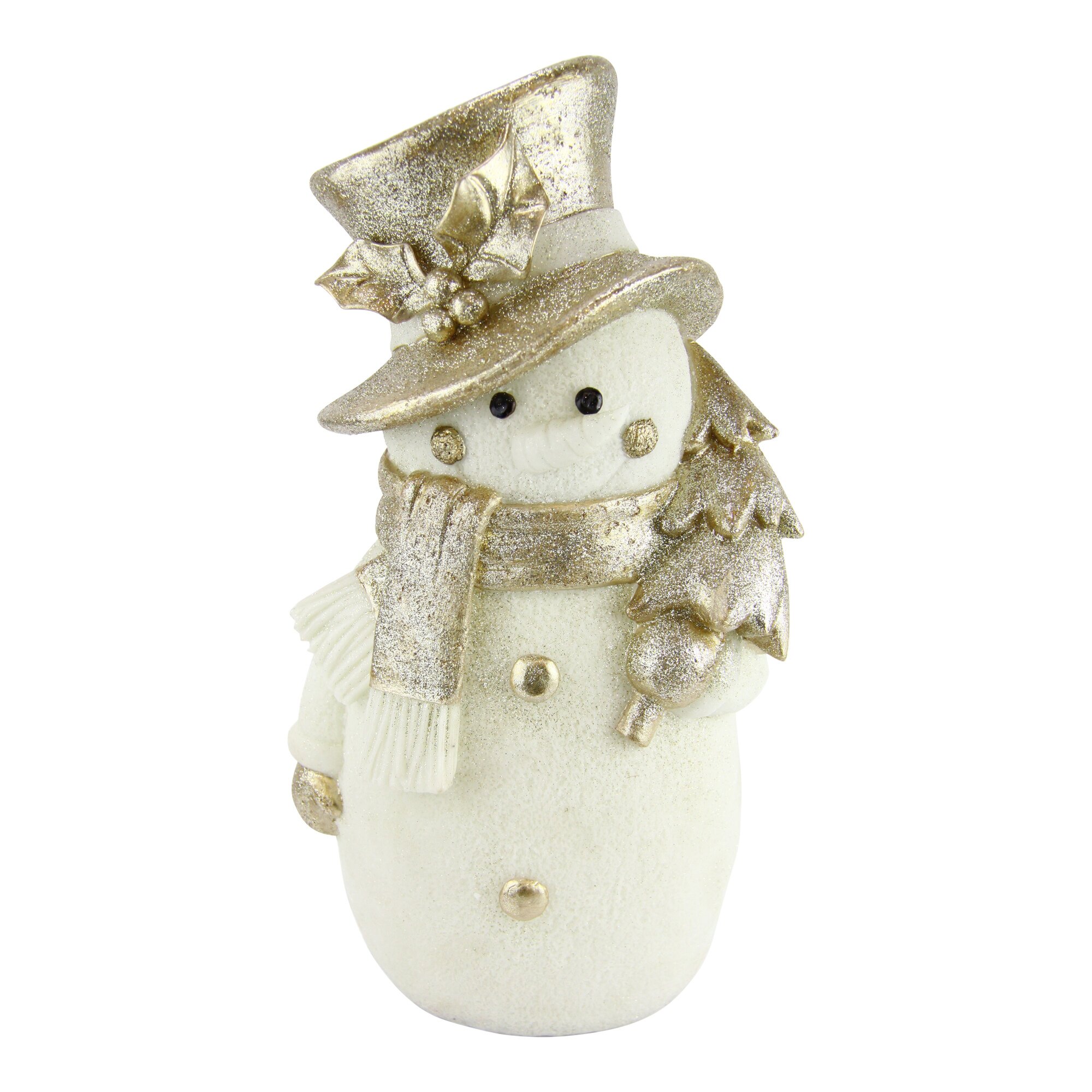 XL-LED-Schneemann aus Polyresin, gold