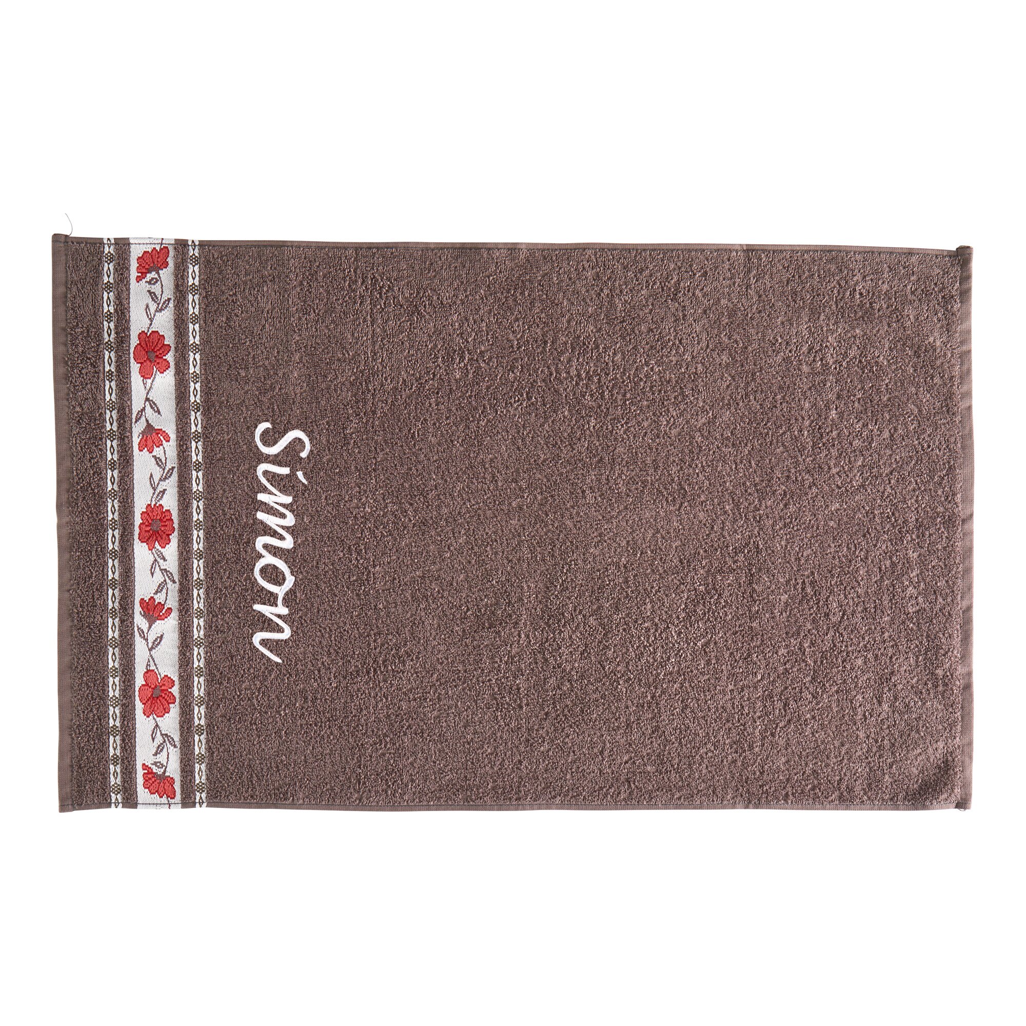 Handtuch Blume mit Namen, grau