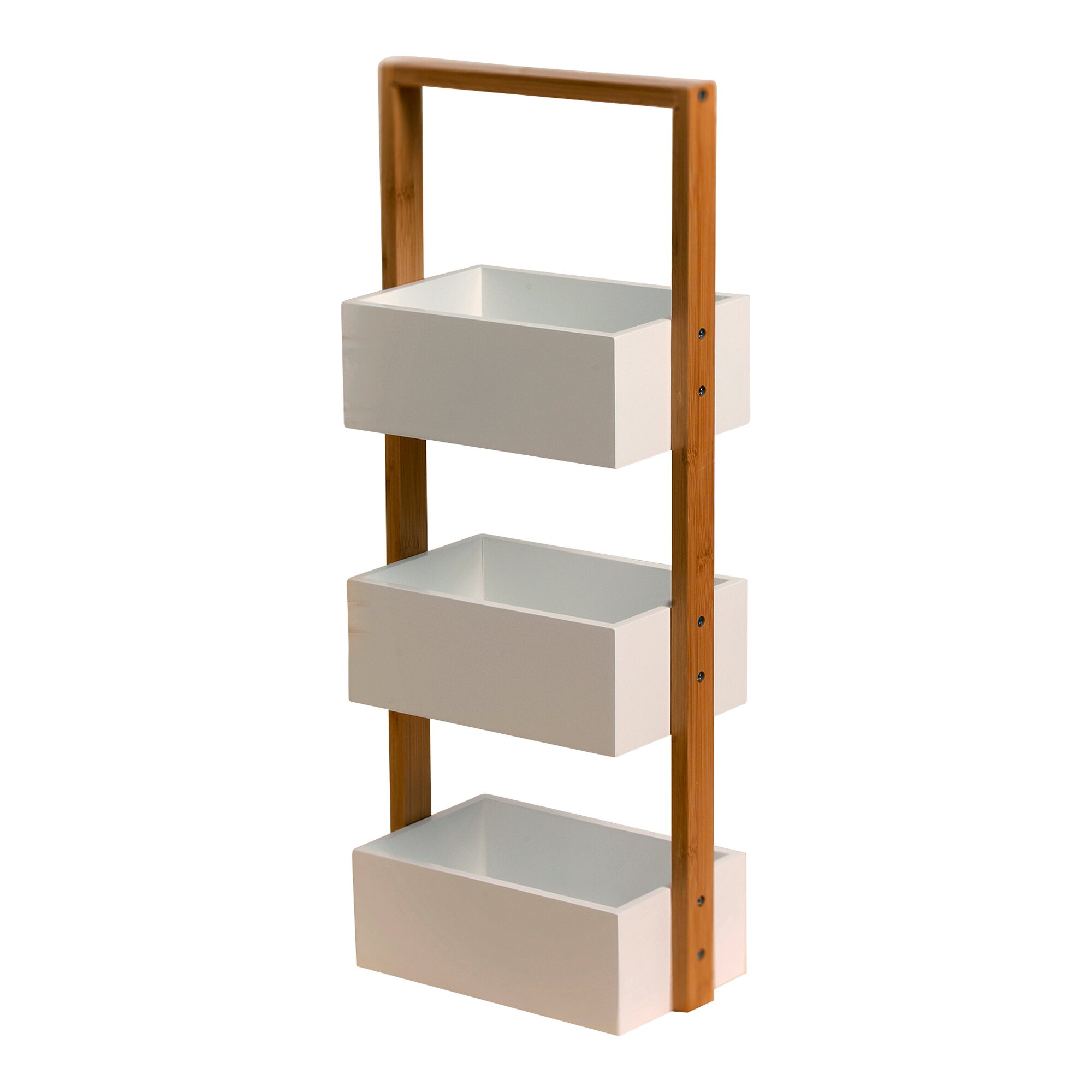 Bambusregal mit drei Aufbewahrungskörben