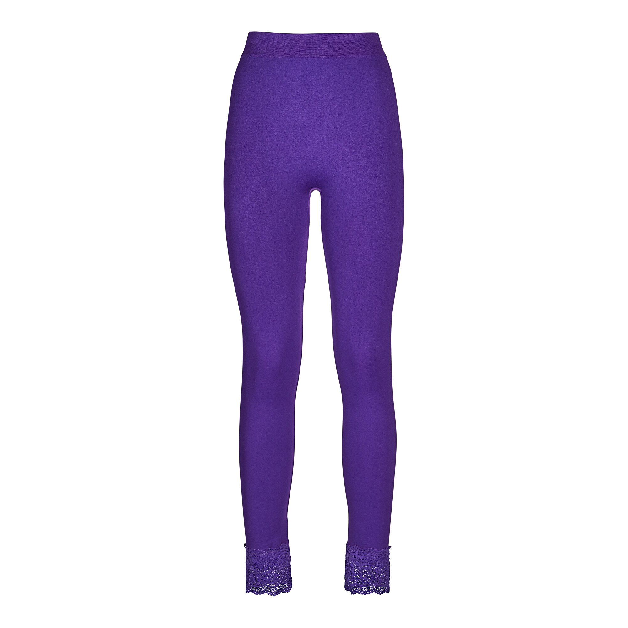 Leggings mit Spitzenabschluss, Größe: L, lila