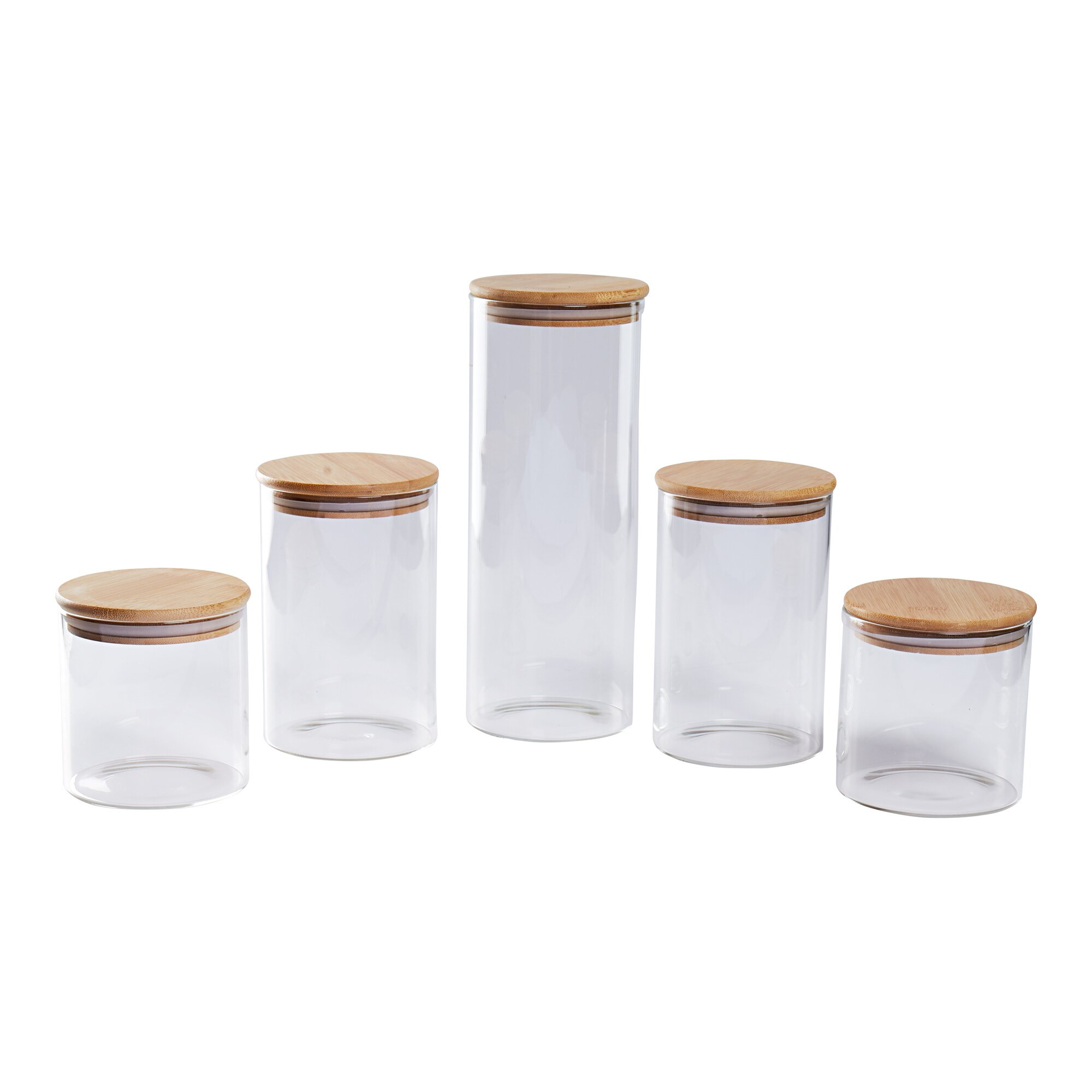 genialo® Glas-Vorratsdosen mit Bambusdeckel, 5 Stück