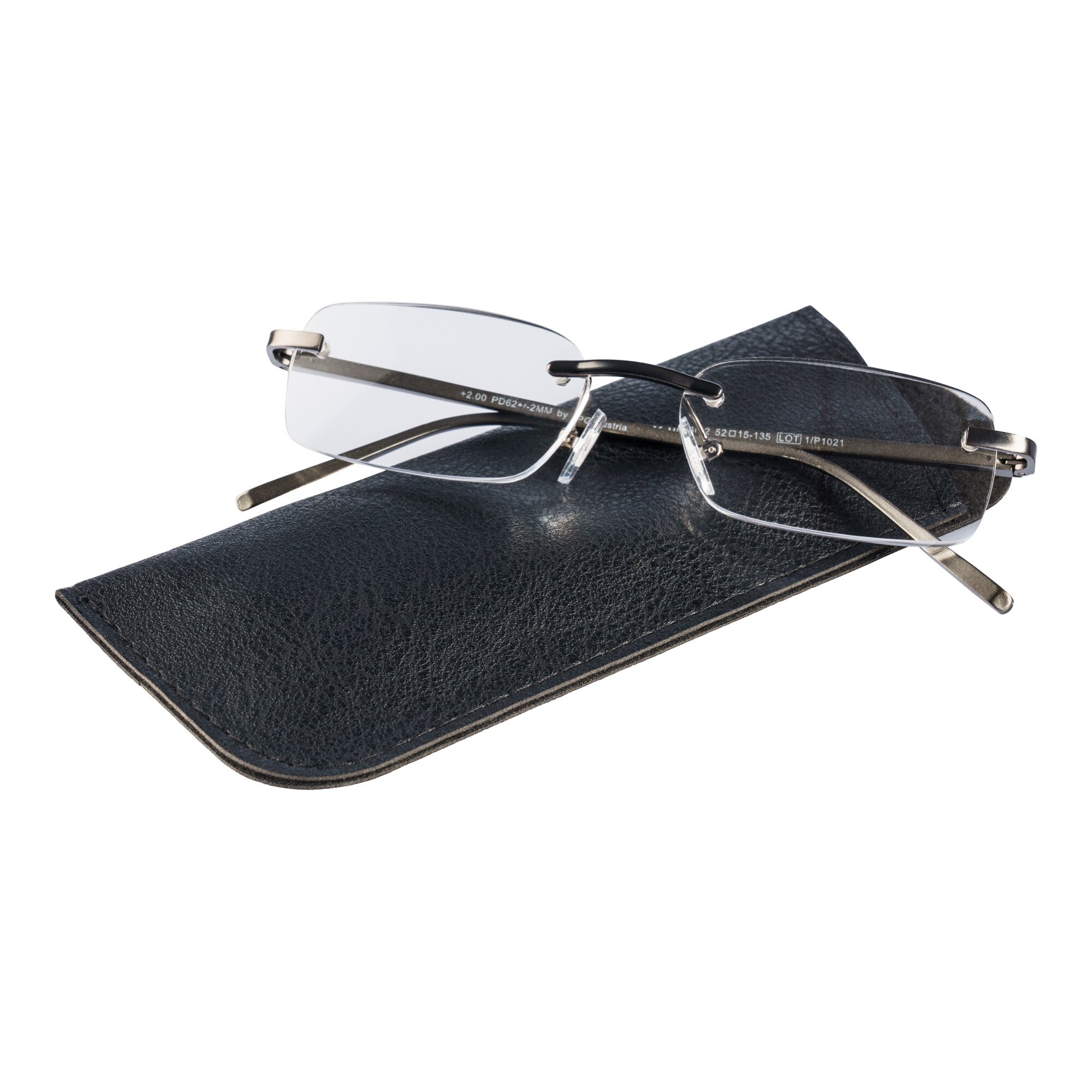 Fertiglesebrillen + Gratis Etui, grau