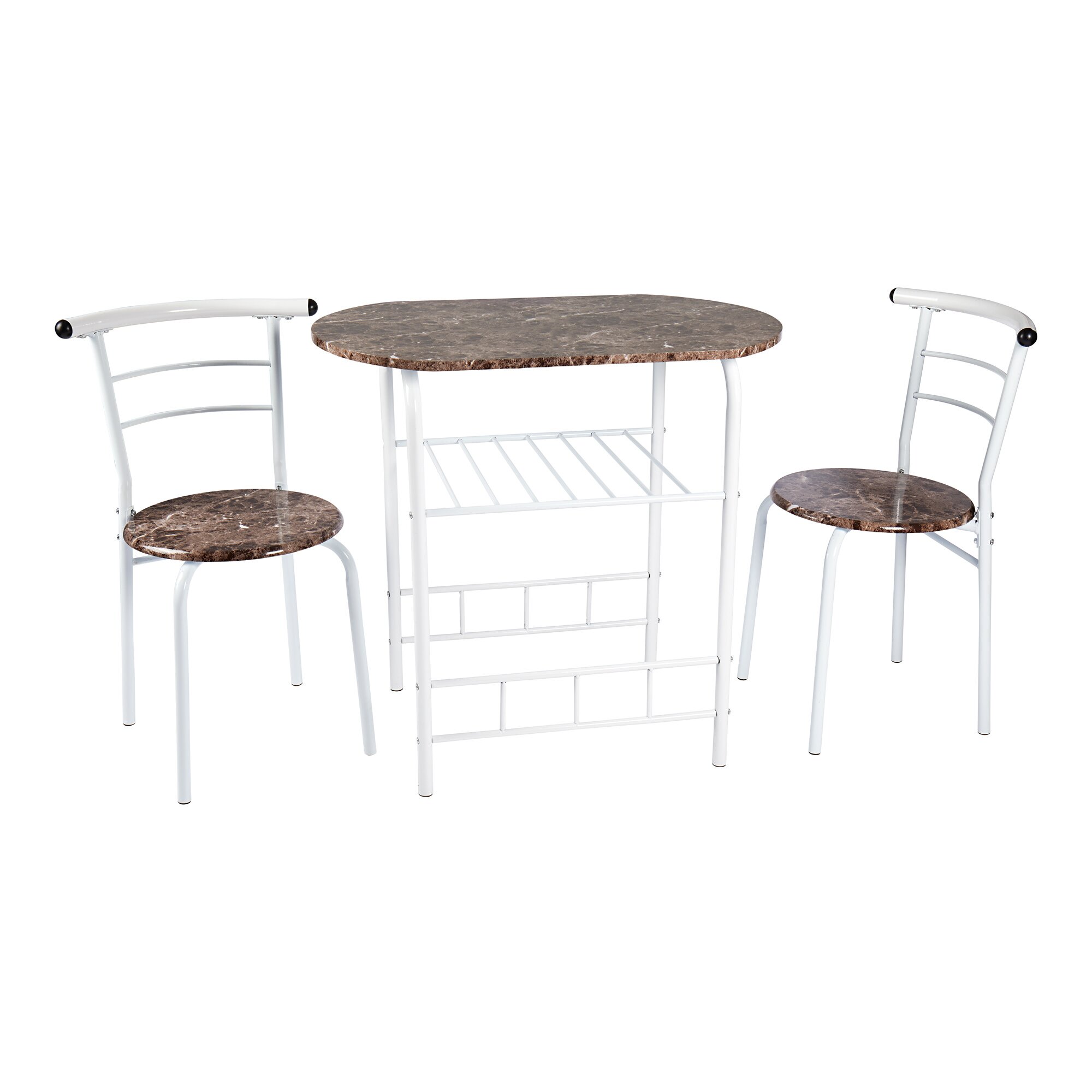 Sitzgruppe Marmor-Optik, 3 Teile, braun