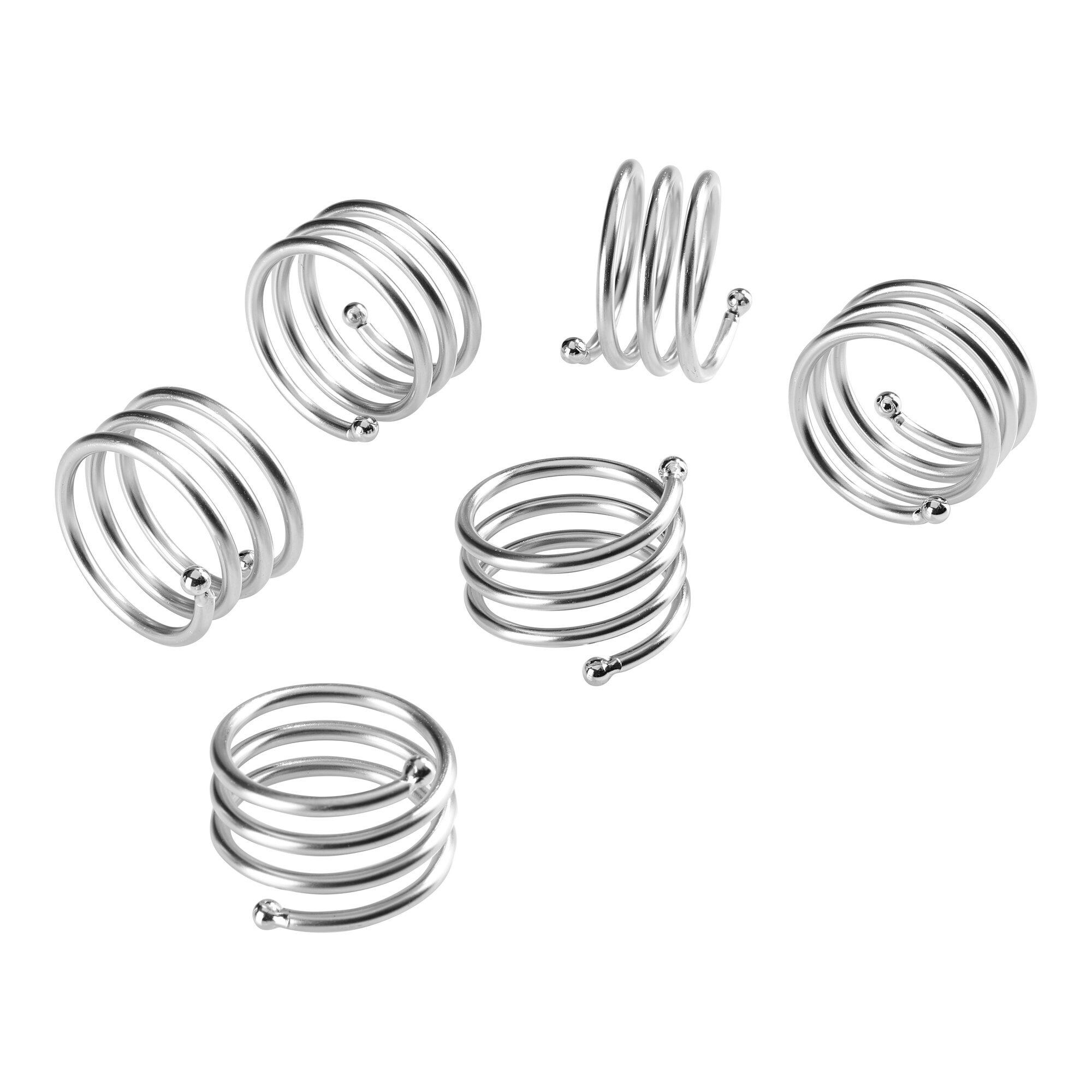 Ronds de serviette « Spirale » en acier inox, 6 pièces