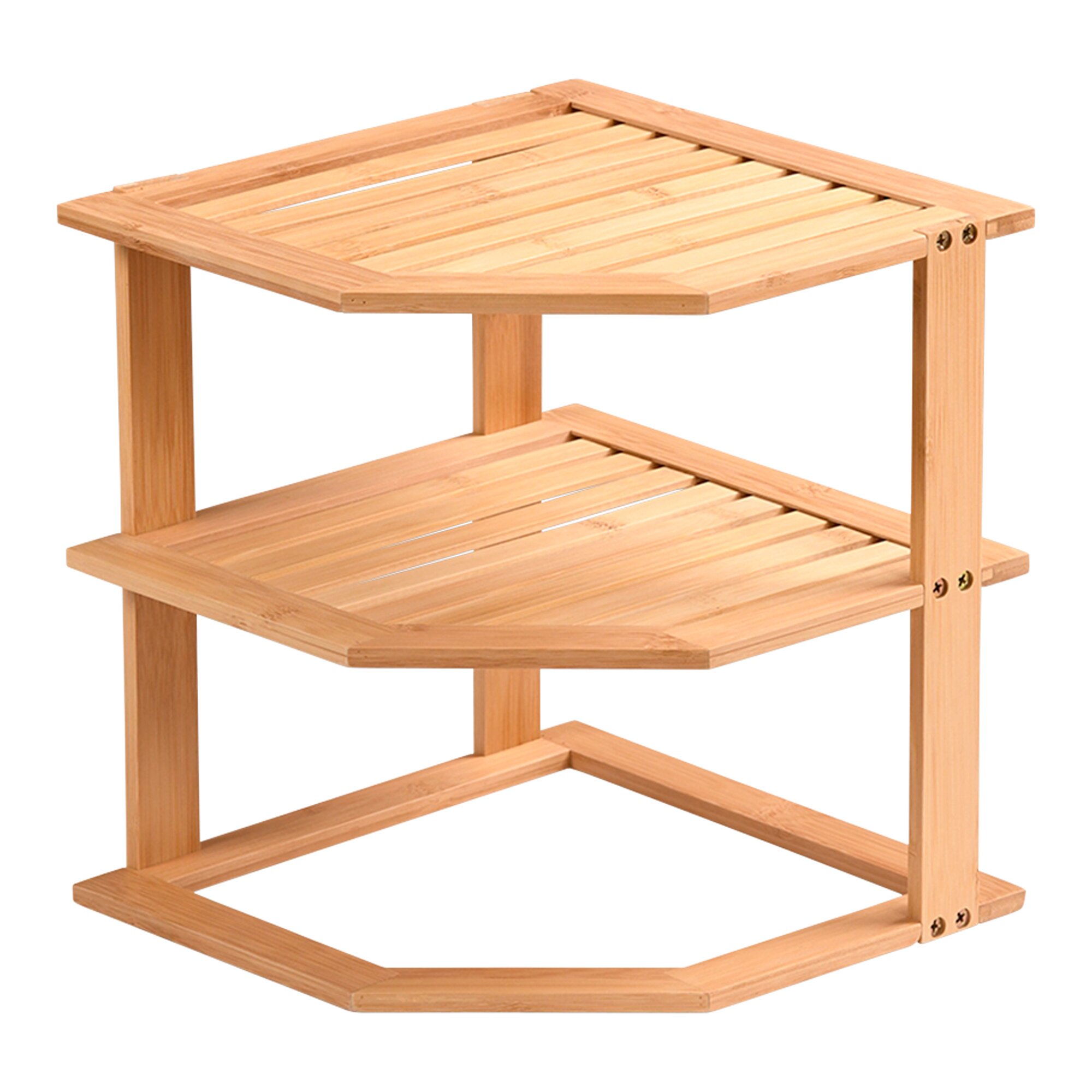 Eck-Küchenregal Bambus, 2-etagig