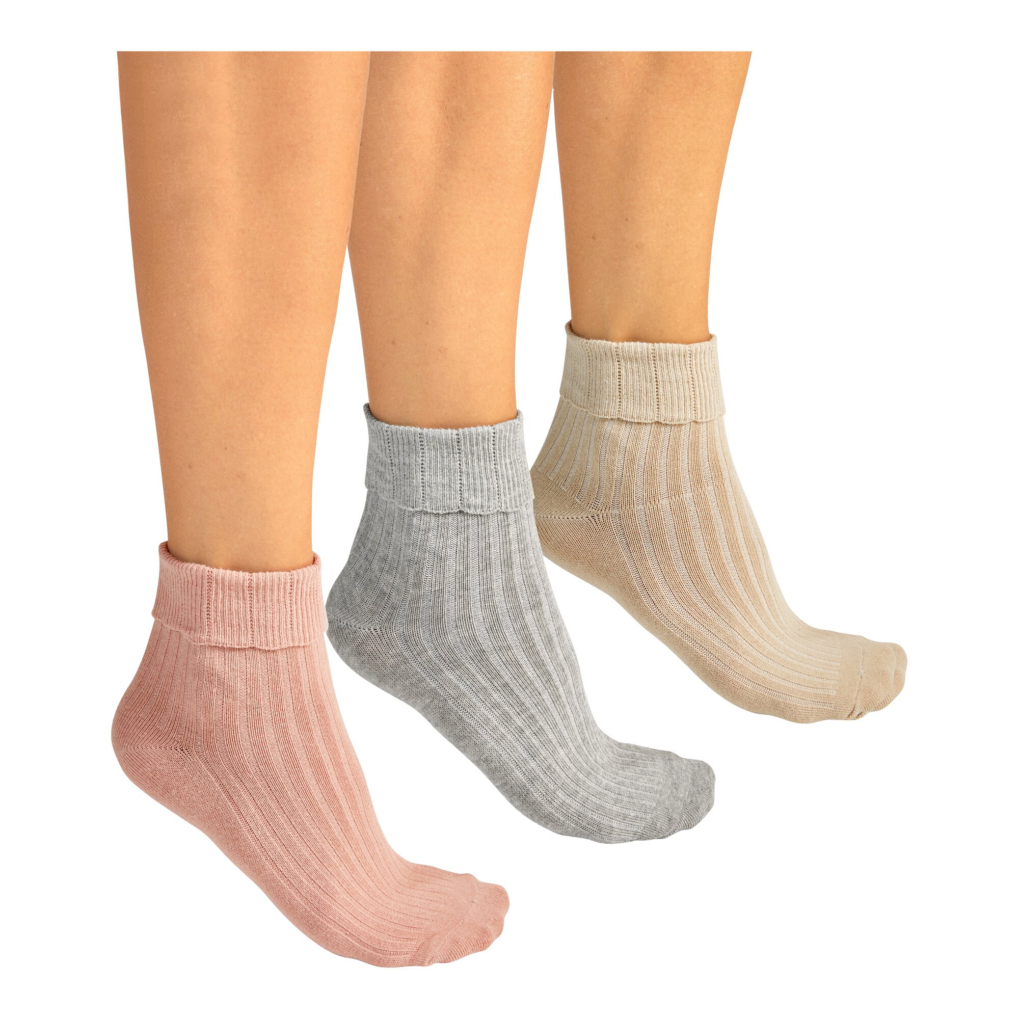 Chaussettes confort à revers, 3 paires