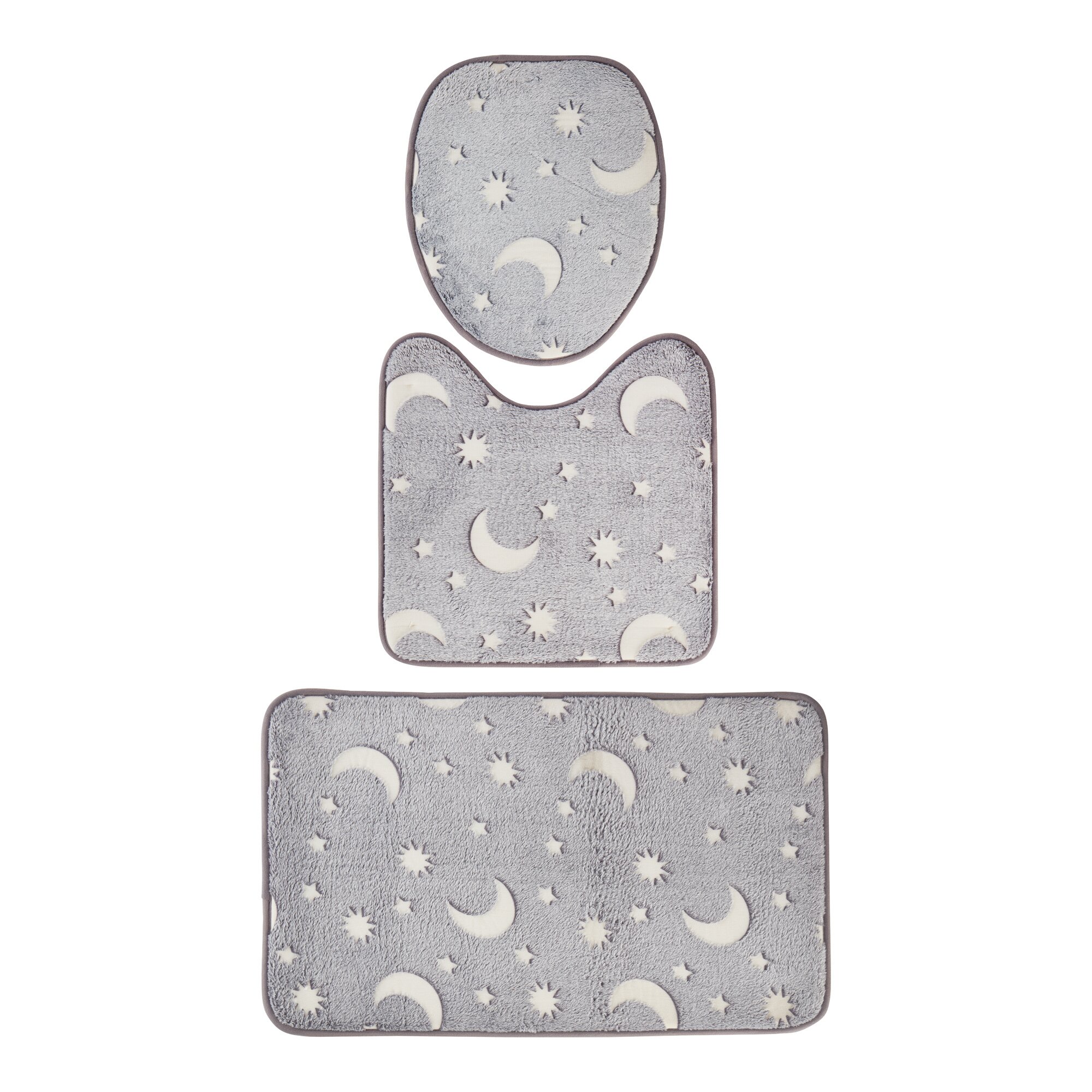 Set de garnitures WC fluorescent « Soleil, lune et étoiles », 3 pièces