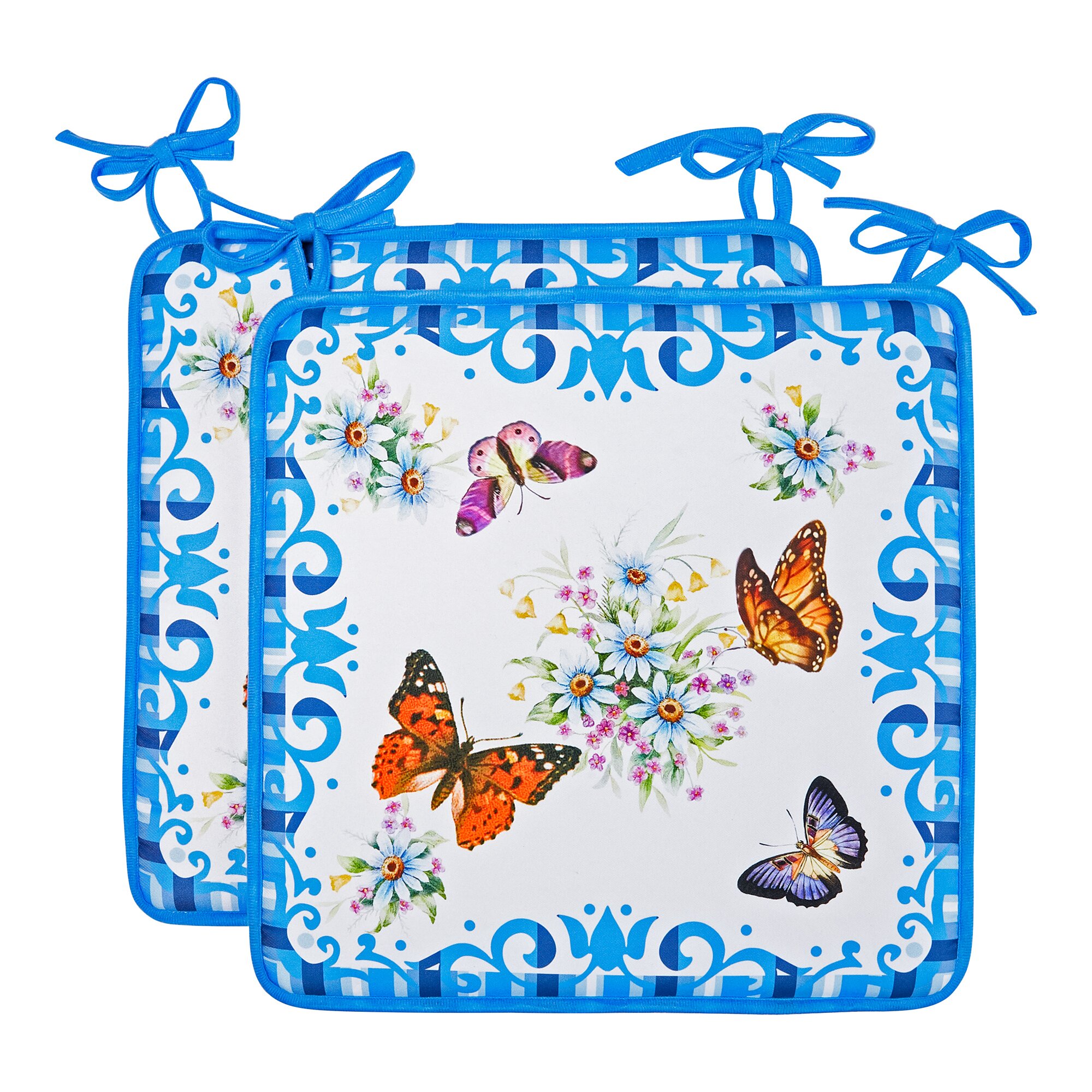﻿Coussins de chaise «Papillons», 2 pièces