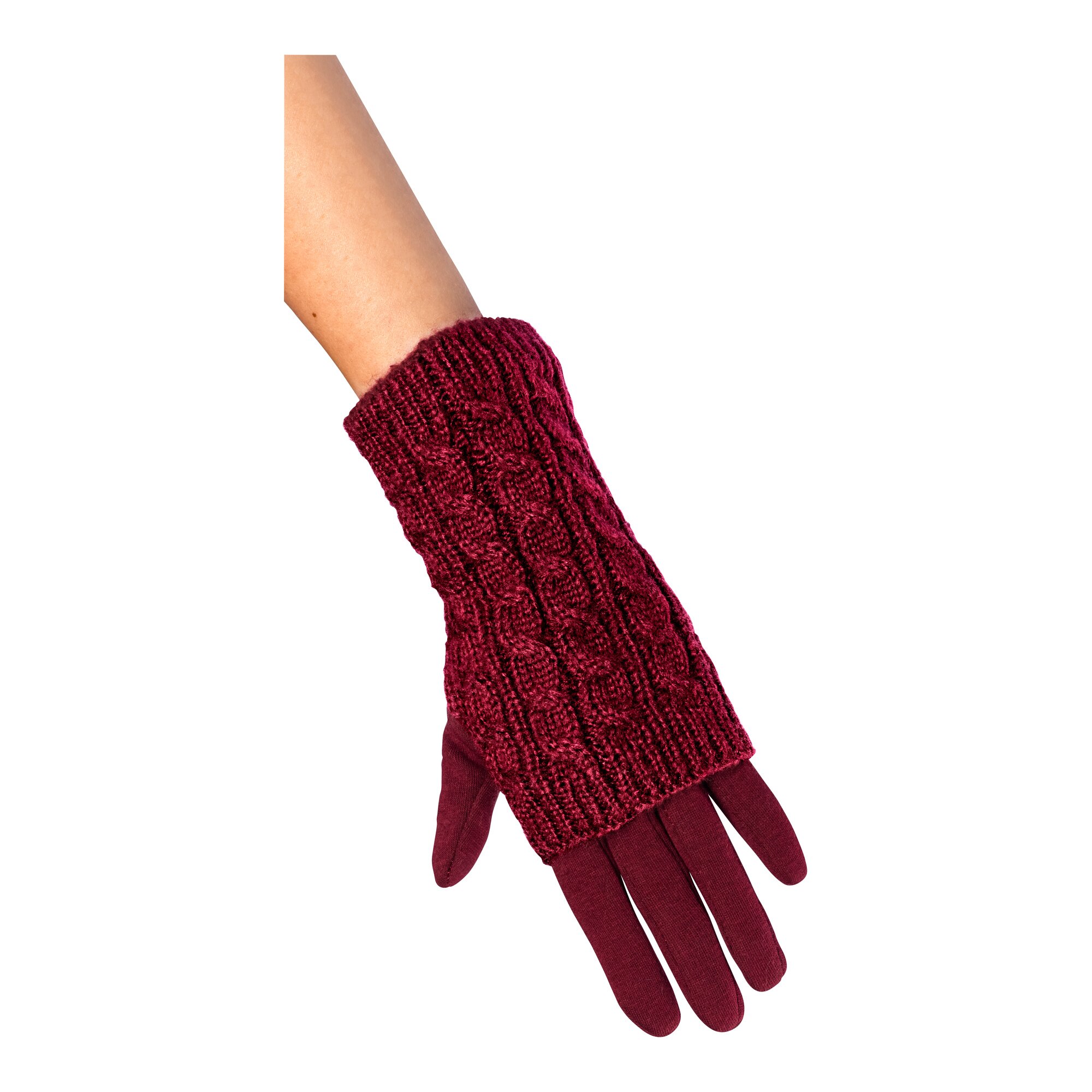 Image of Pulswärmer-Handschuh „2 in 1“, bordeaux