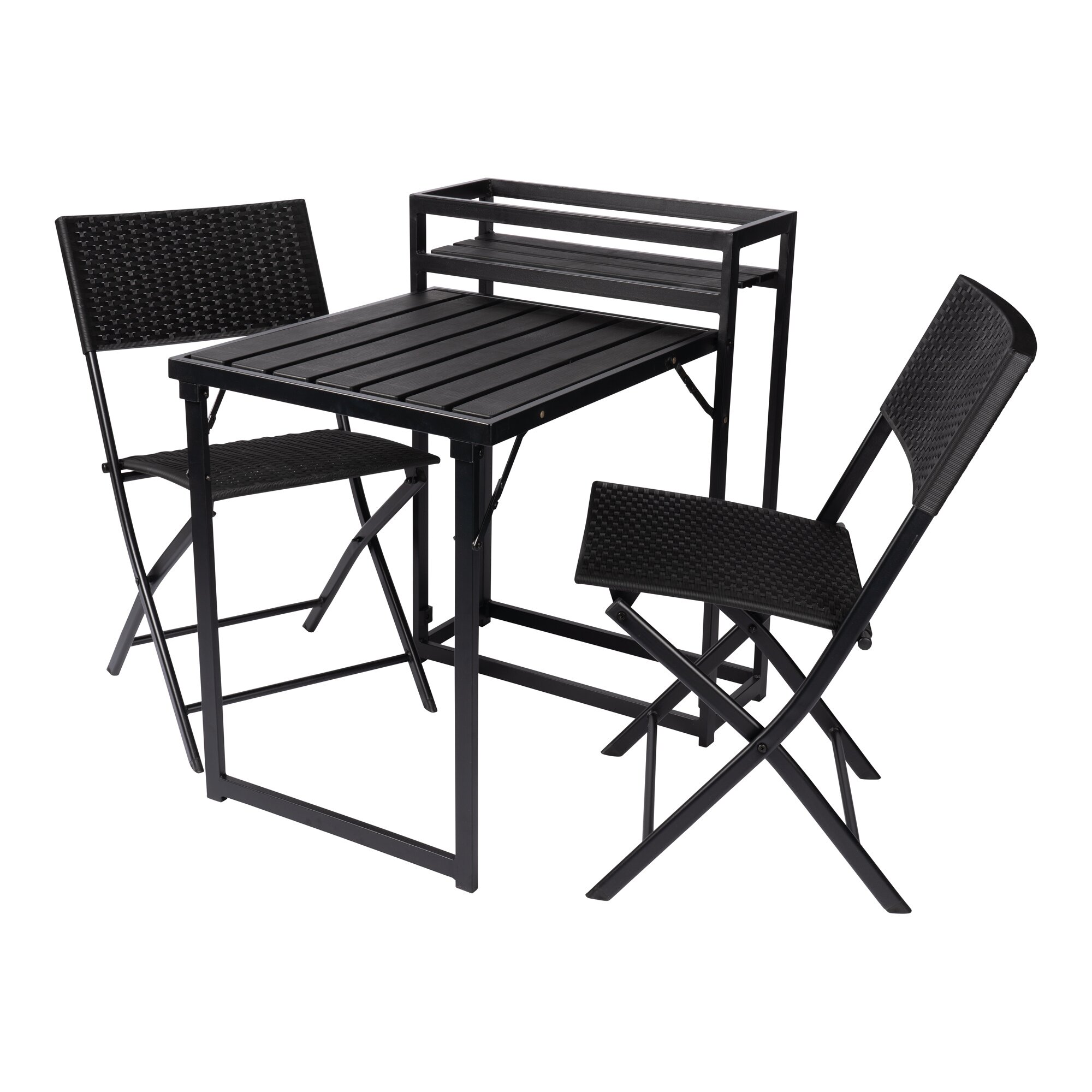 Balkonmöbel-Set, Sitzgruppe, platzsparend klappbar, wetterfest, 3-teilig