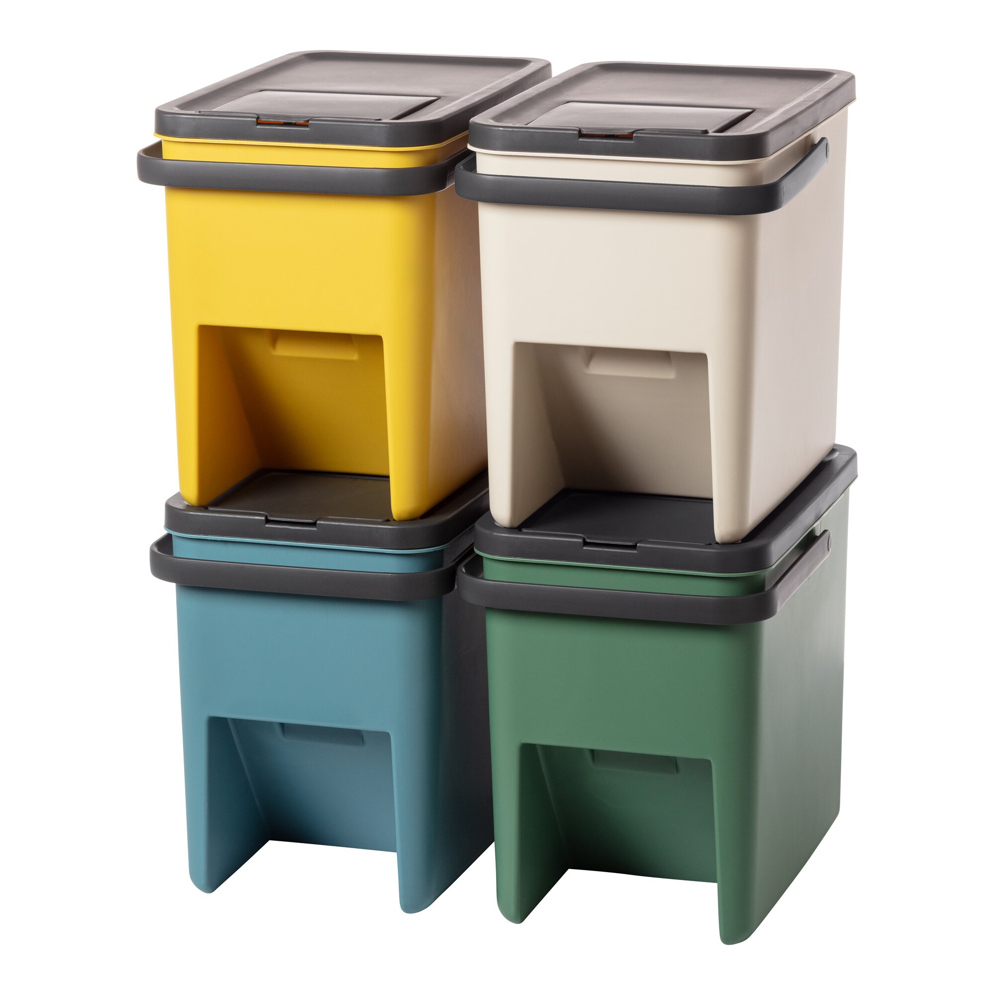 Système de poubelles de tri «par 4», empilables