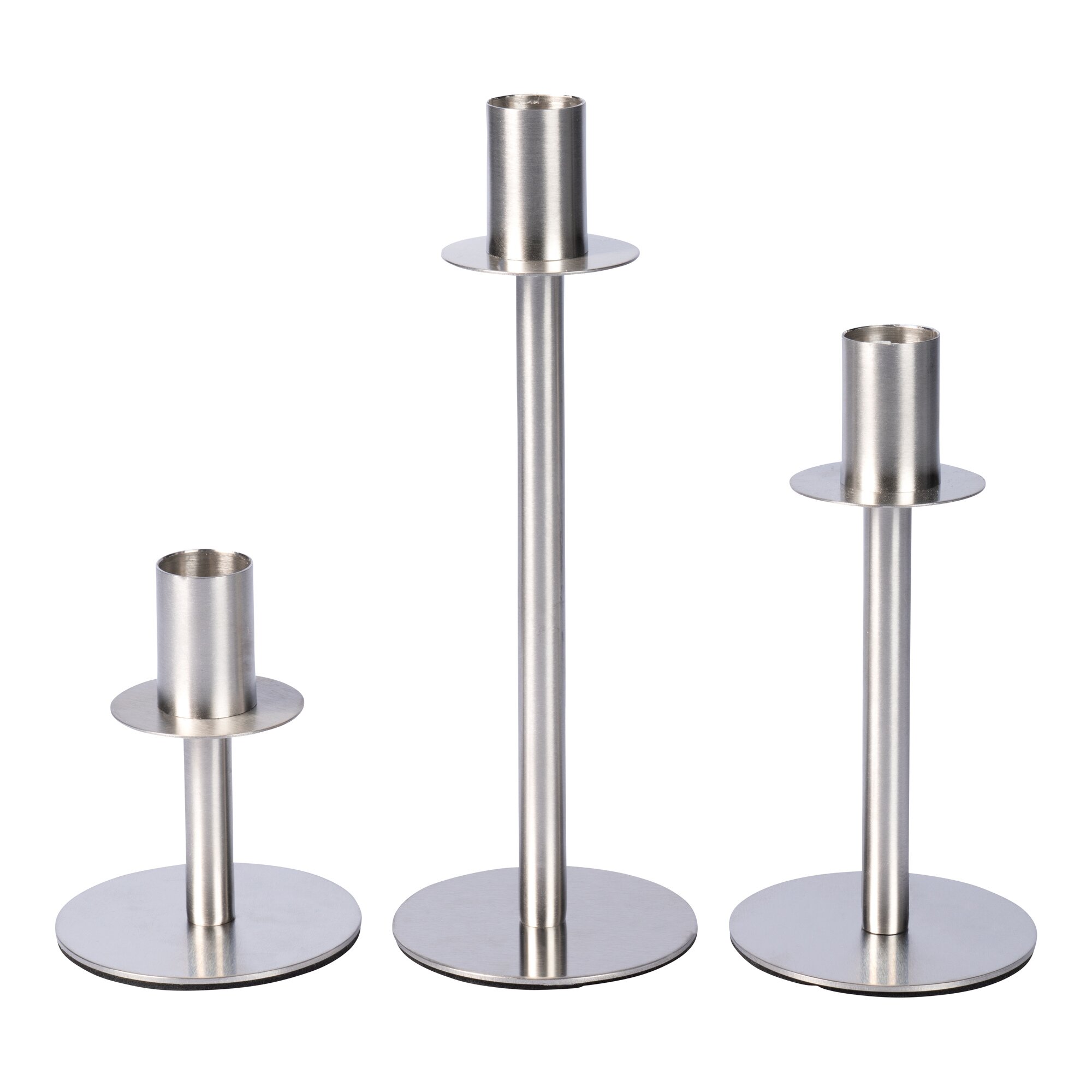 Lot de 3 bougeoirs en inox