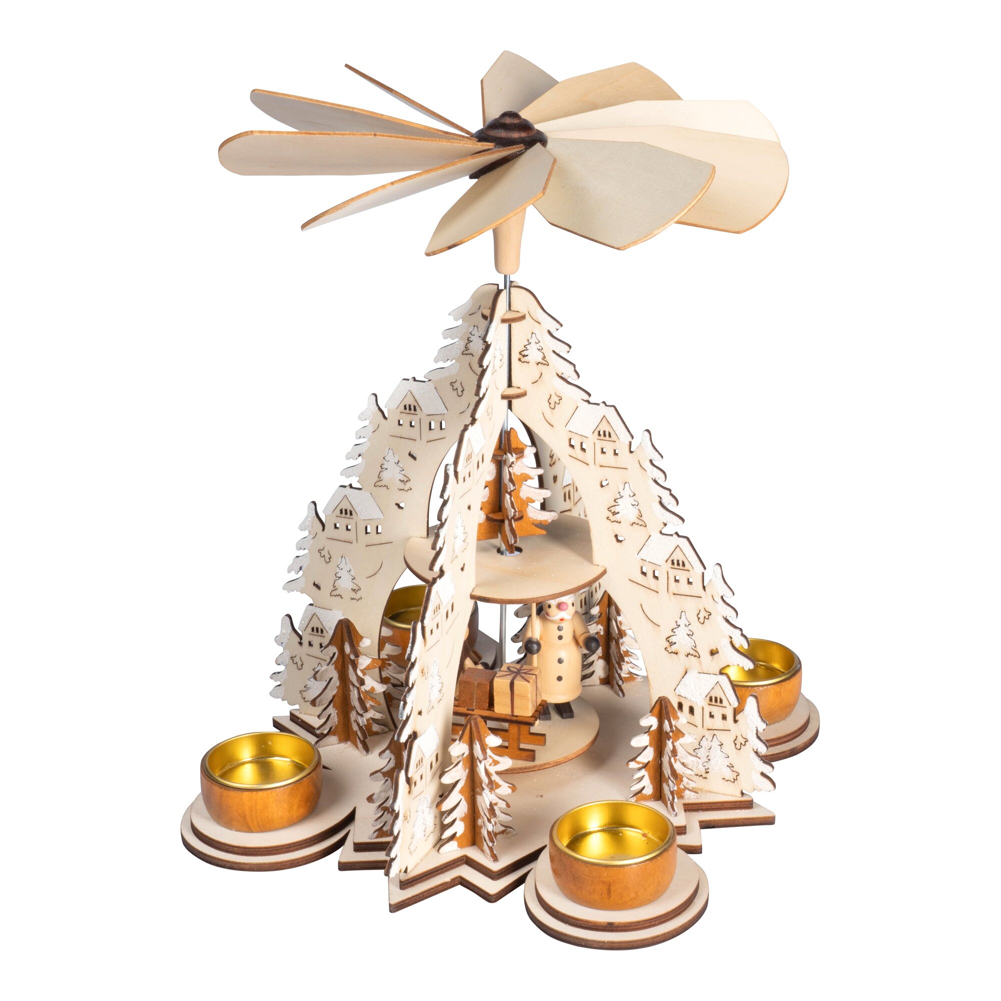 Carrousel en bois à bougies chauffe-plats