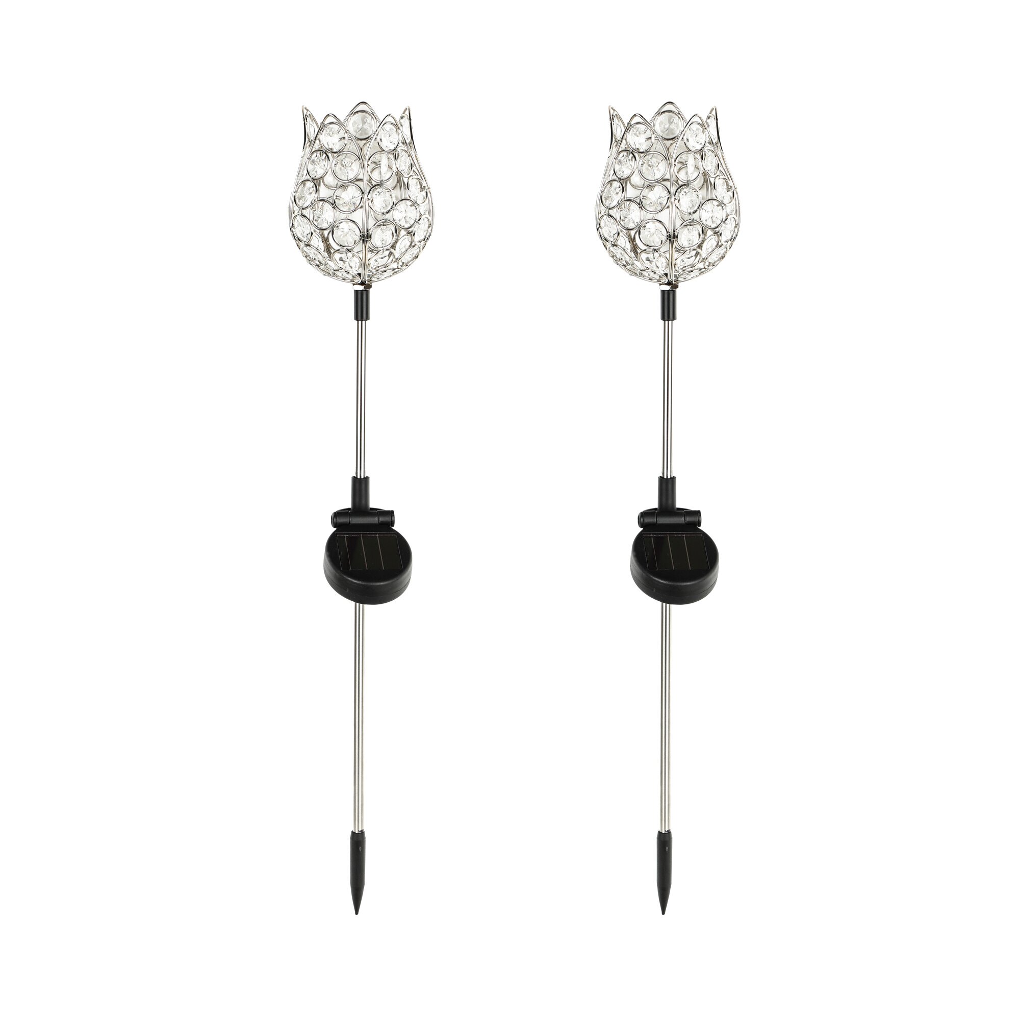 Décoration de jardin LED solaires «Fleurs de cristal», 2 pièces