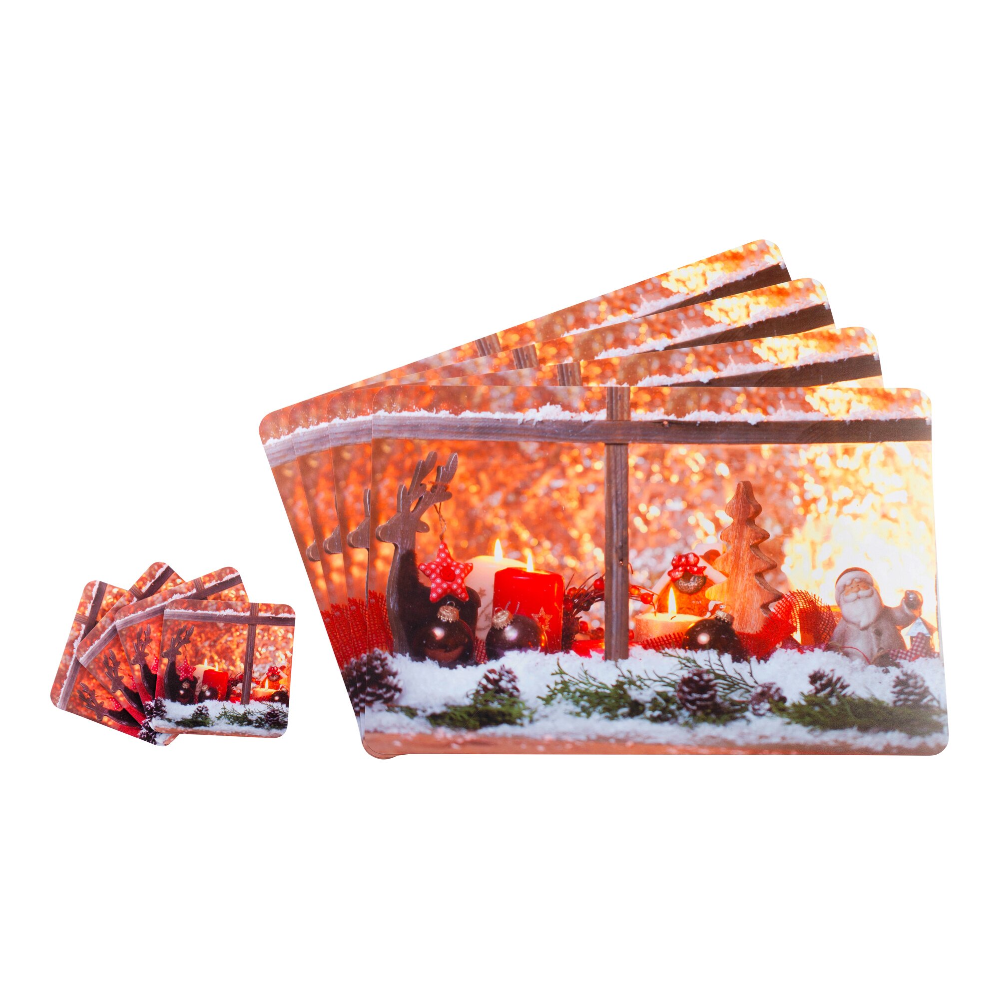 Sets de table «Ambiance de Noël», 4 pièces + 4 dessous de  verre Gratuites