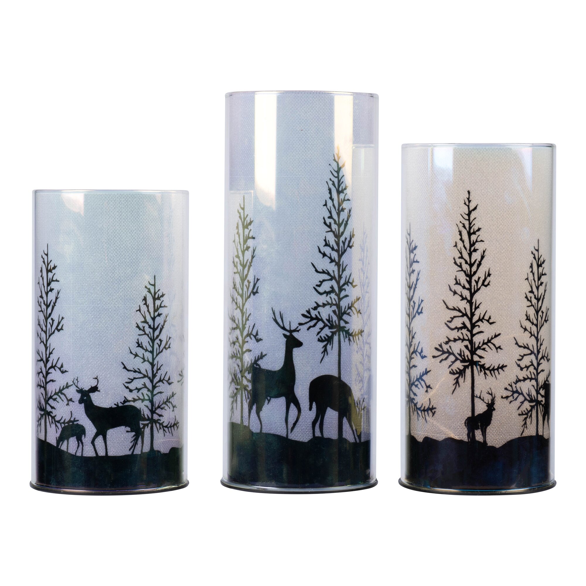 Lot de verres déco  à LED «Forêt d’hiver» 3 pièces