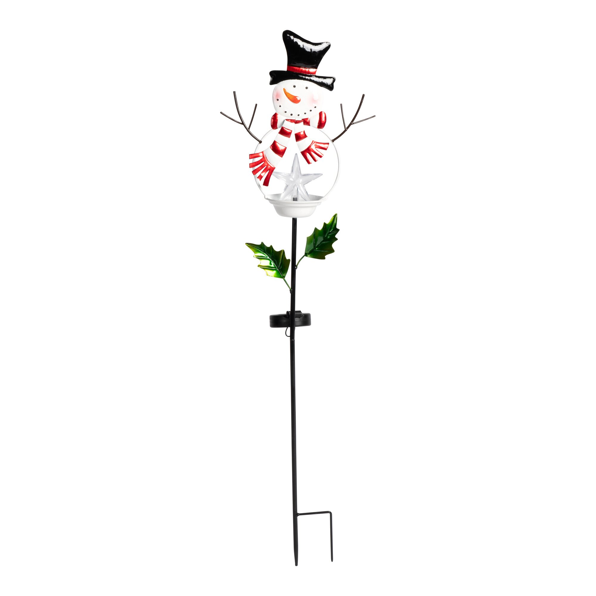 Déco solaire/abreuvoir à oiseaux «Bonhomme de neige»