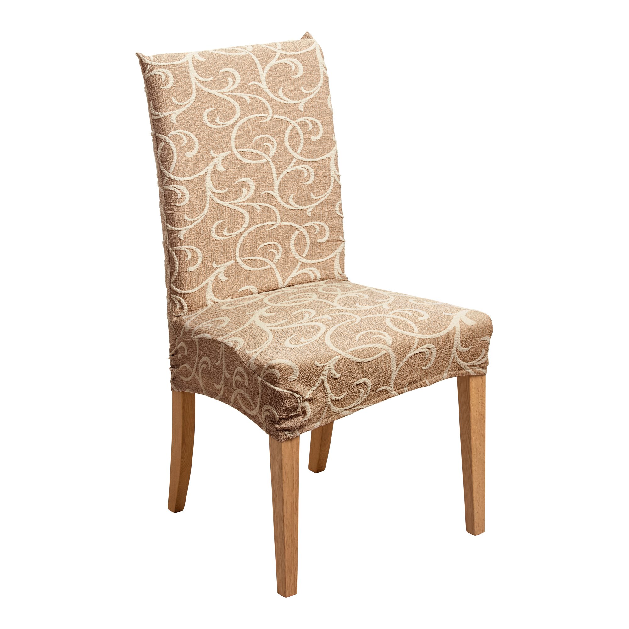 Stuhlhusse „Ornamente“, 2 Stück, beige