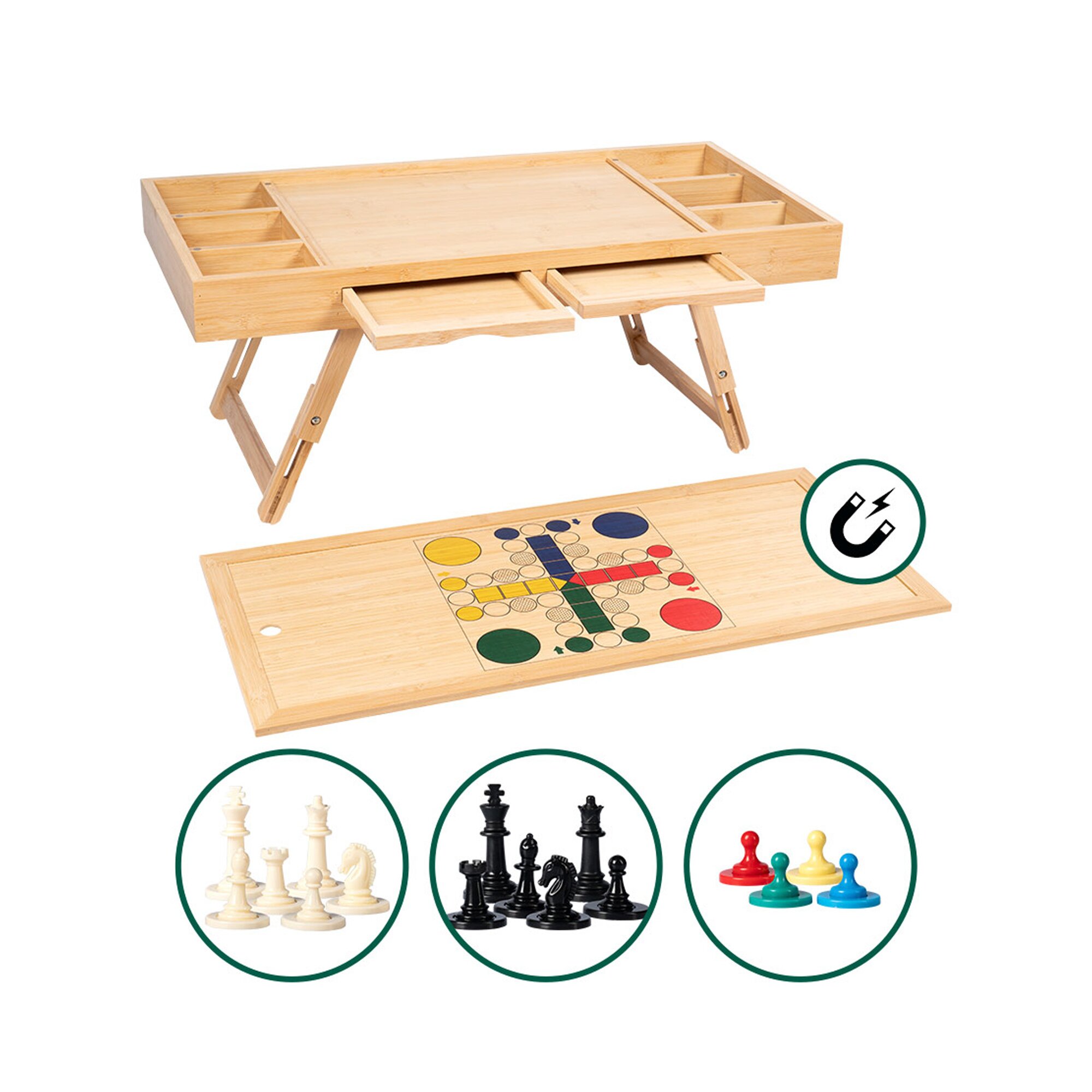 Bambus Spiel- und Puzzletisch "Magnet 4 in 1"