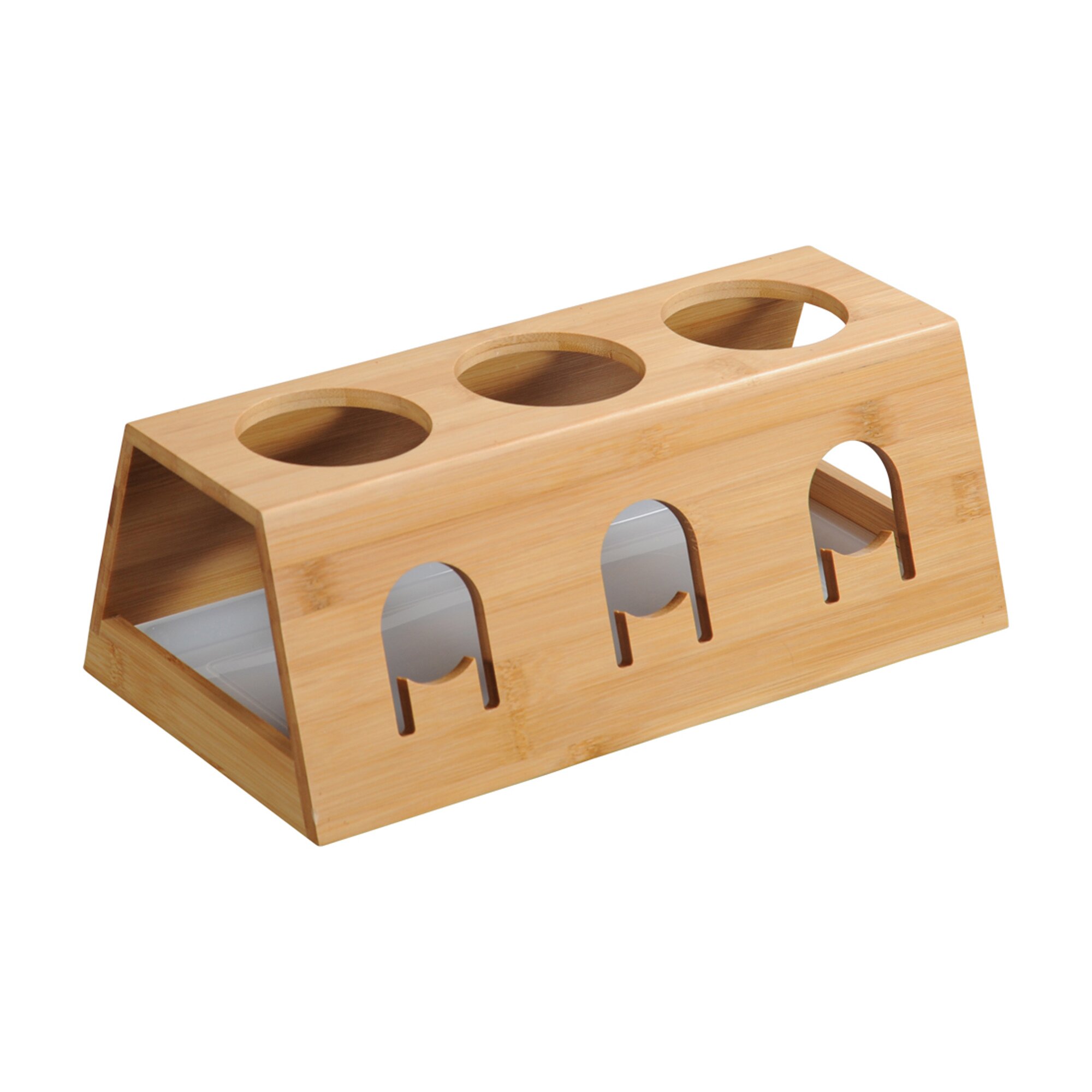 Bambus-Flaschenhalter mit Abtropfschale