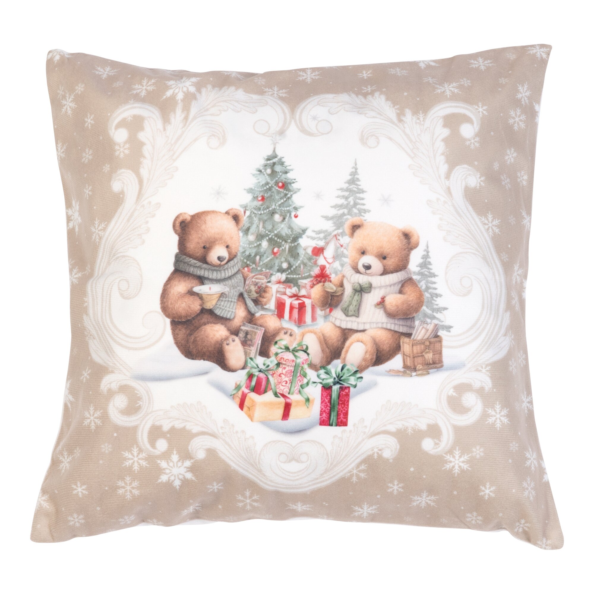 Housse de coussin «Ours cadeau», 40x40 cm