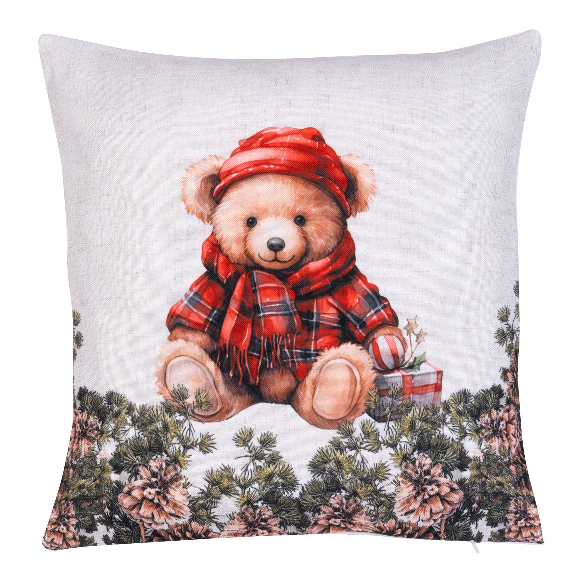 Housse de coussin «Ours de Noël», 40x40 cm