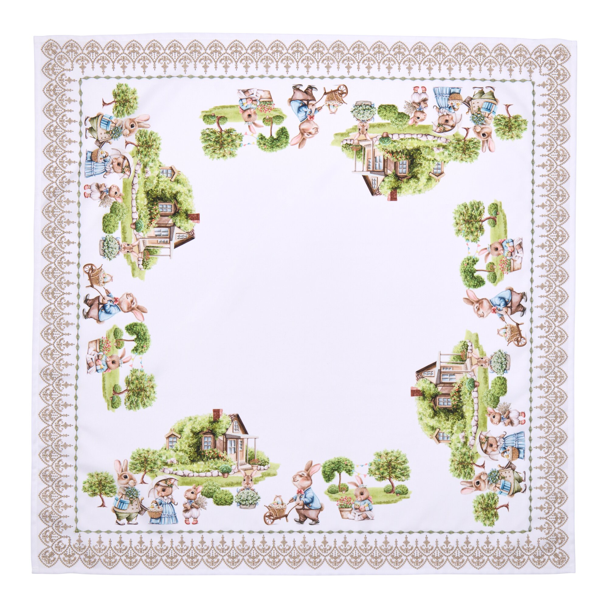 Mitteldecke „Hasenschule“, 85x85 cm