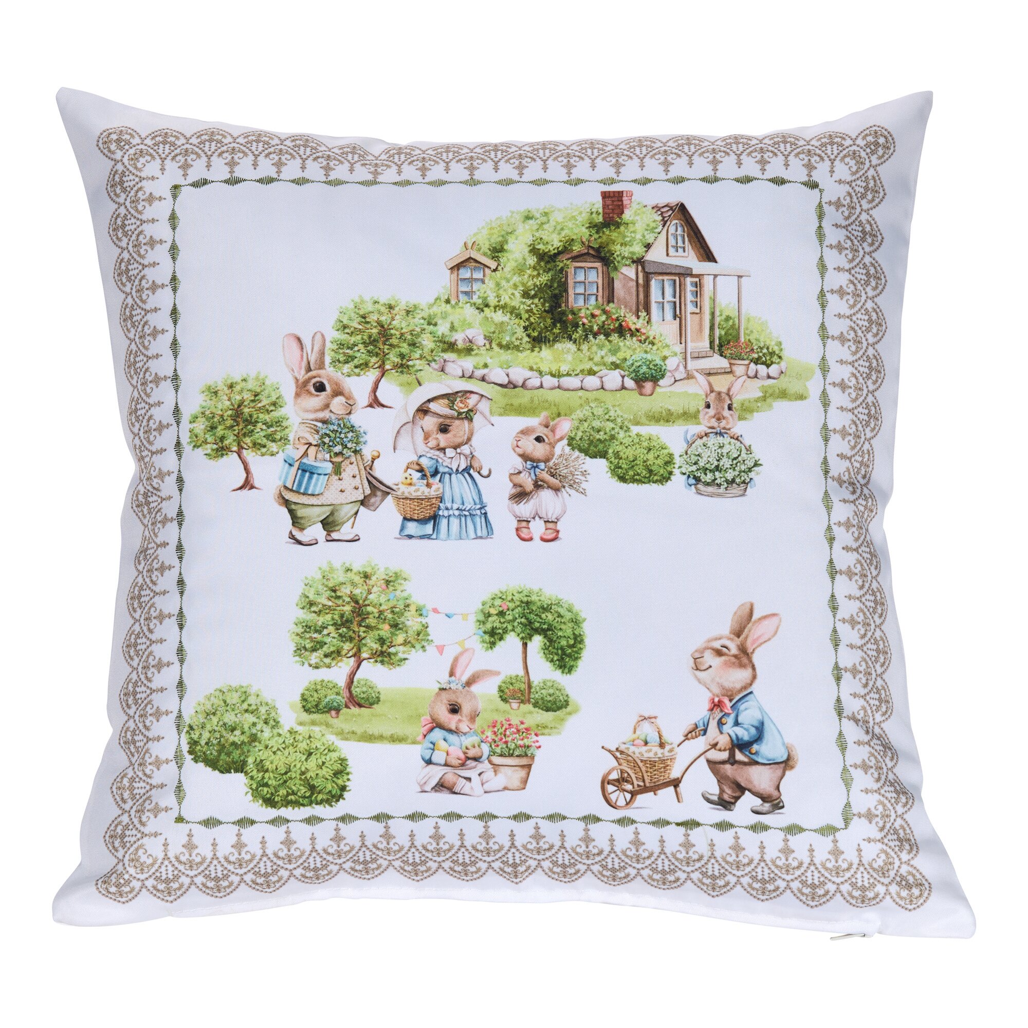 Kissenhülle „Hasenschule“, 40x40 cm